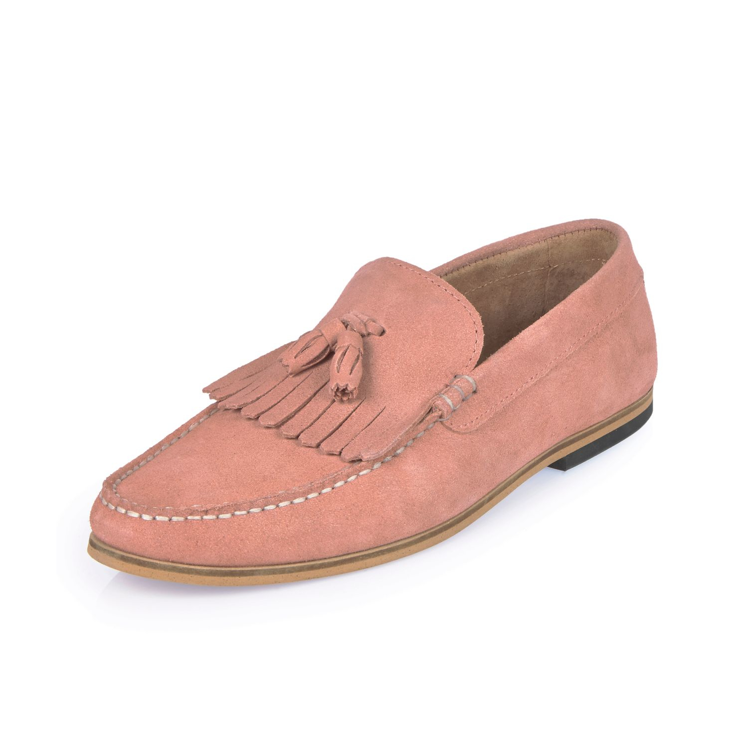 River island Pink Suede Tassel Loafers in Pink Lyst