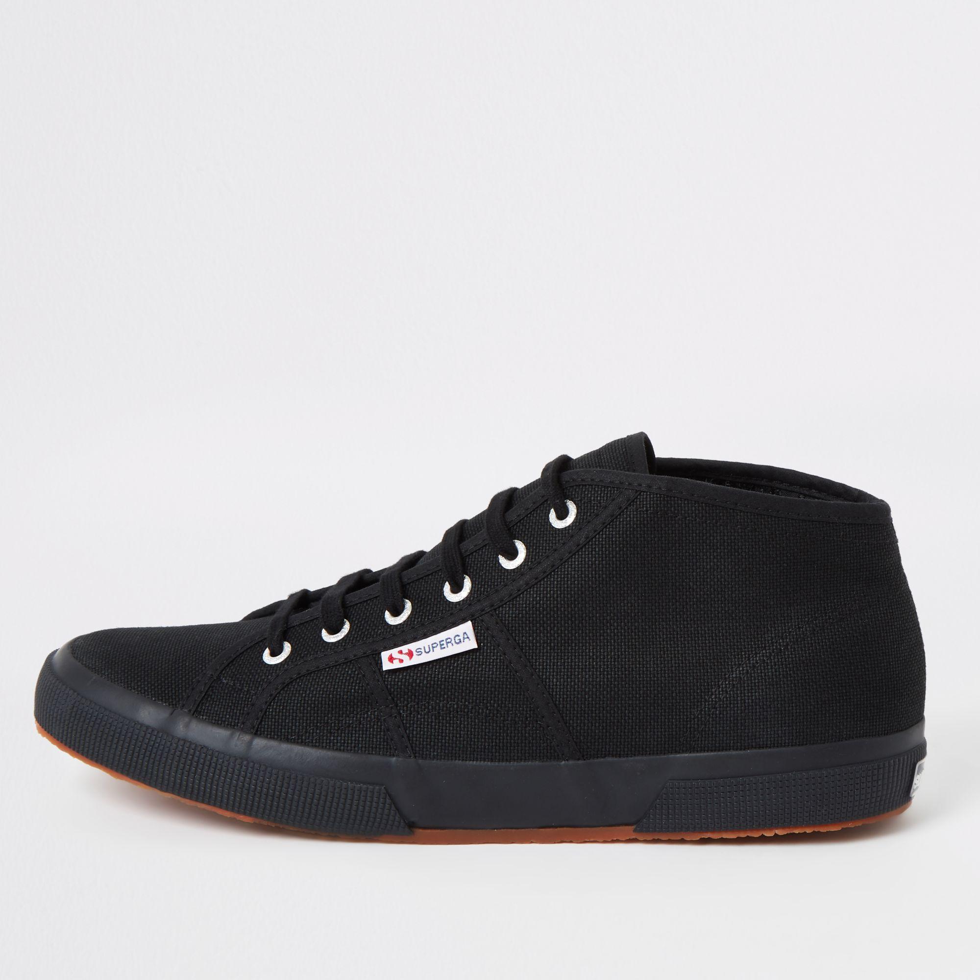 River Island Superga Midtop Classic Trainers in Black for Men - Lyst