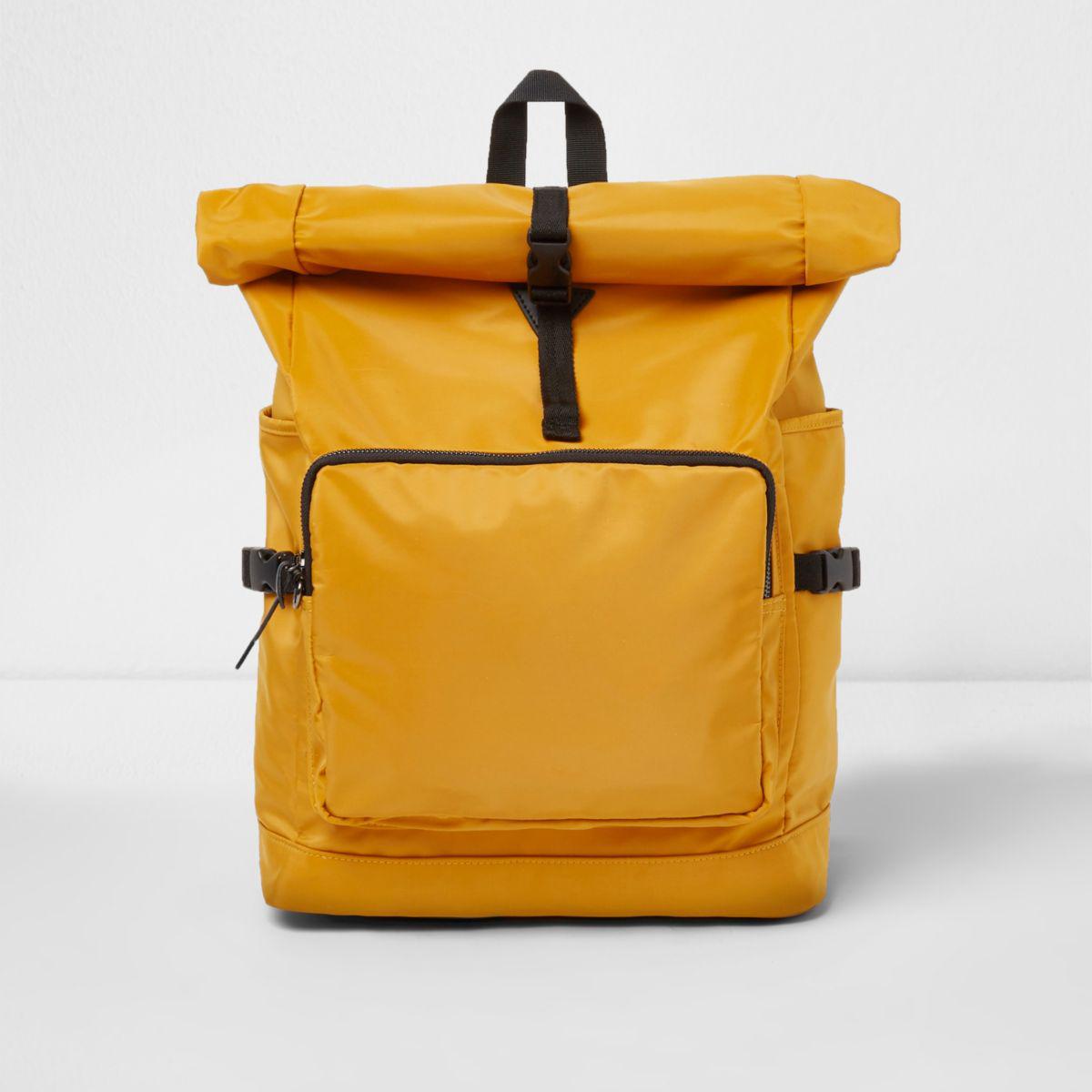 Lyst - River Island Yellow Roll Top Clip Backpack Yellow Roll Top Clip ...