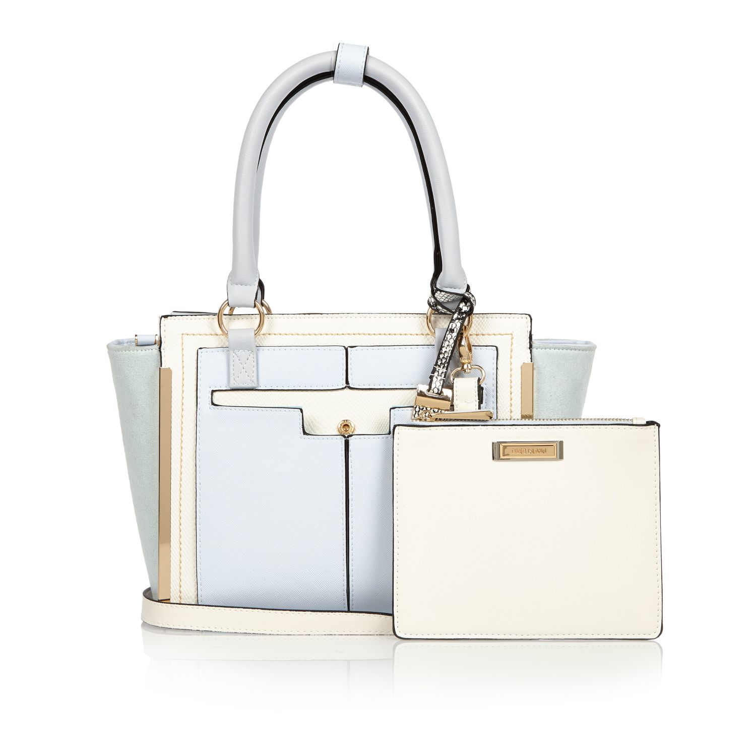 River Island Light Blue Mini Tote Handbag In White Lyst Gallery