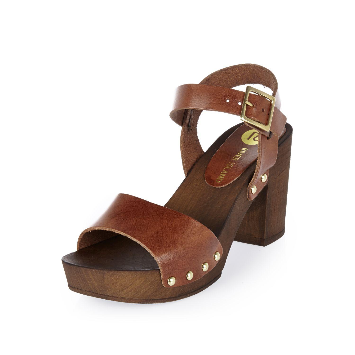 river island brown back strap sandals