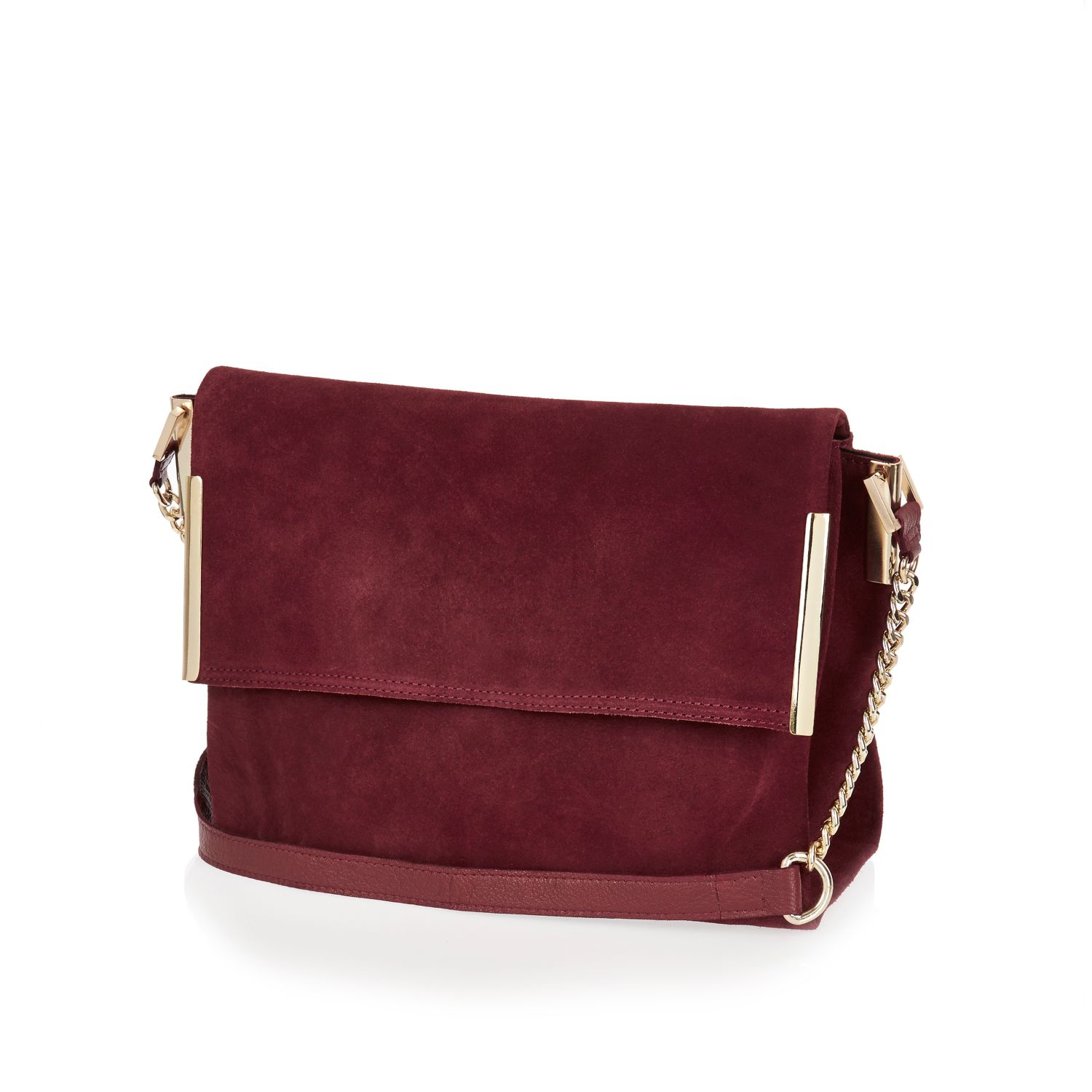 Lyst River Island Dark Red Suede Foldover Bag In