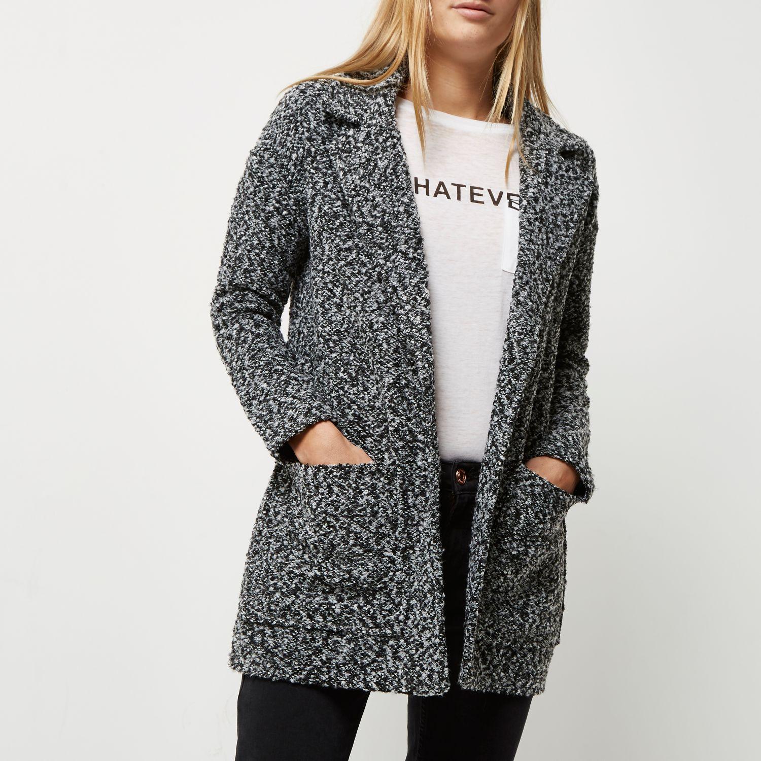 river island grey wool coat