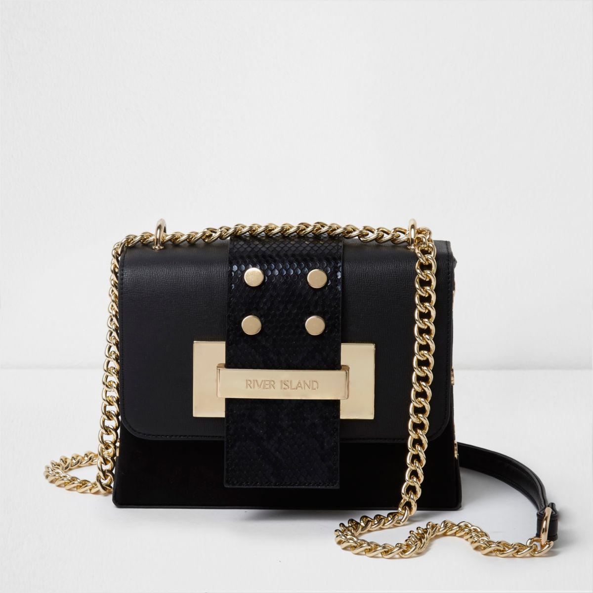 River Island Black And Gold Tone Chain Cross Body Bag In Lyst Gallery