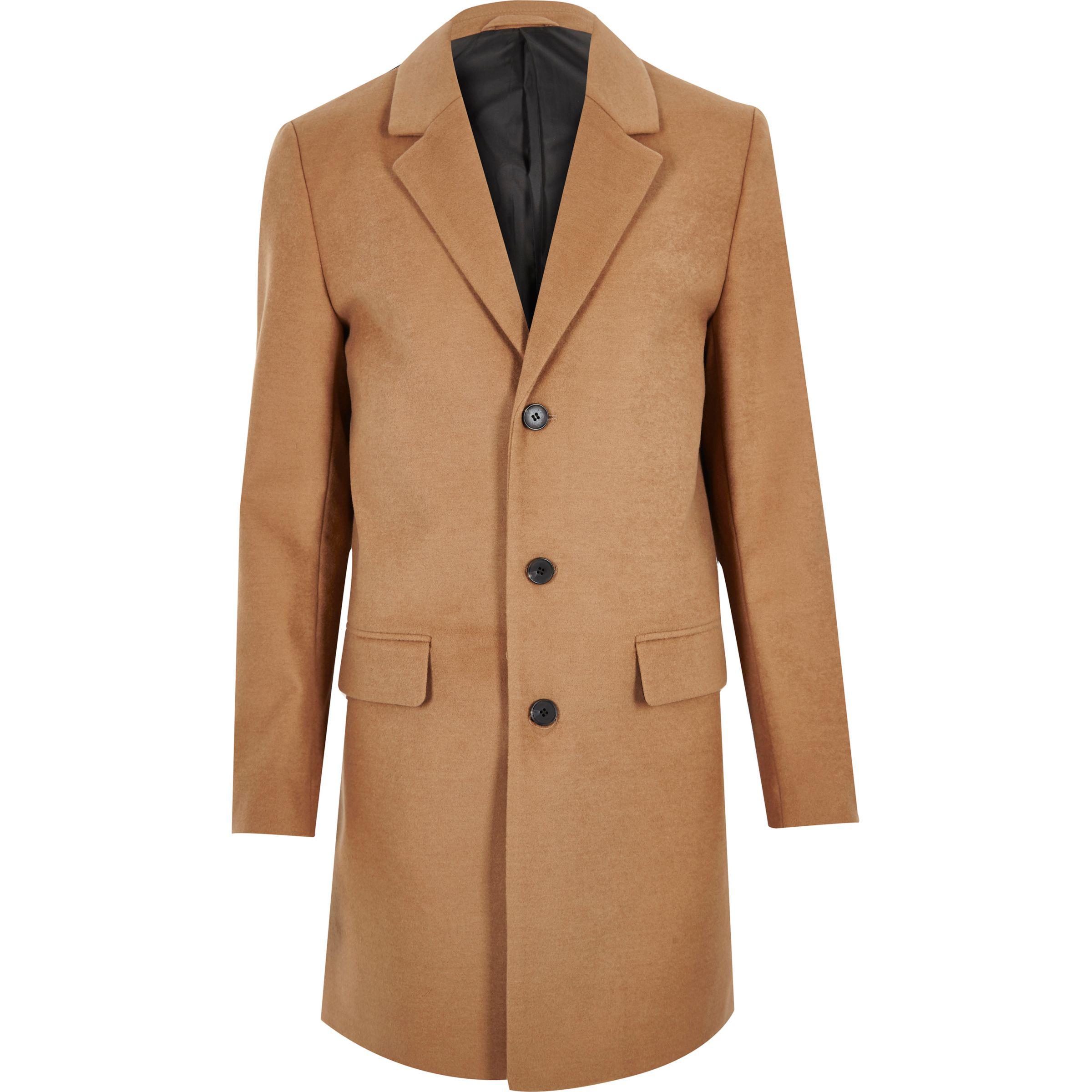 Lyst River Island Tan Smart Overcoat in Brown for Men