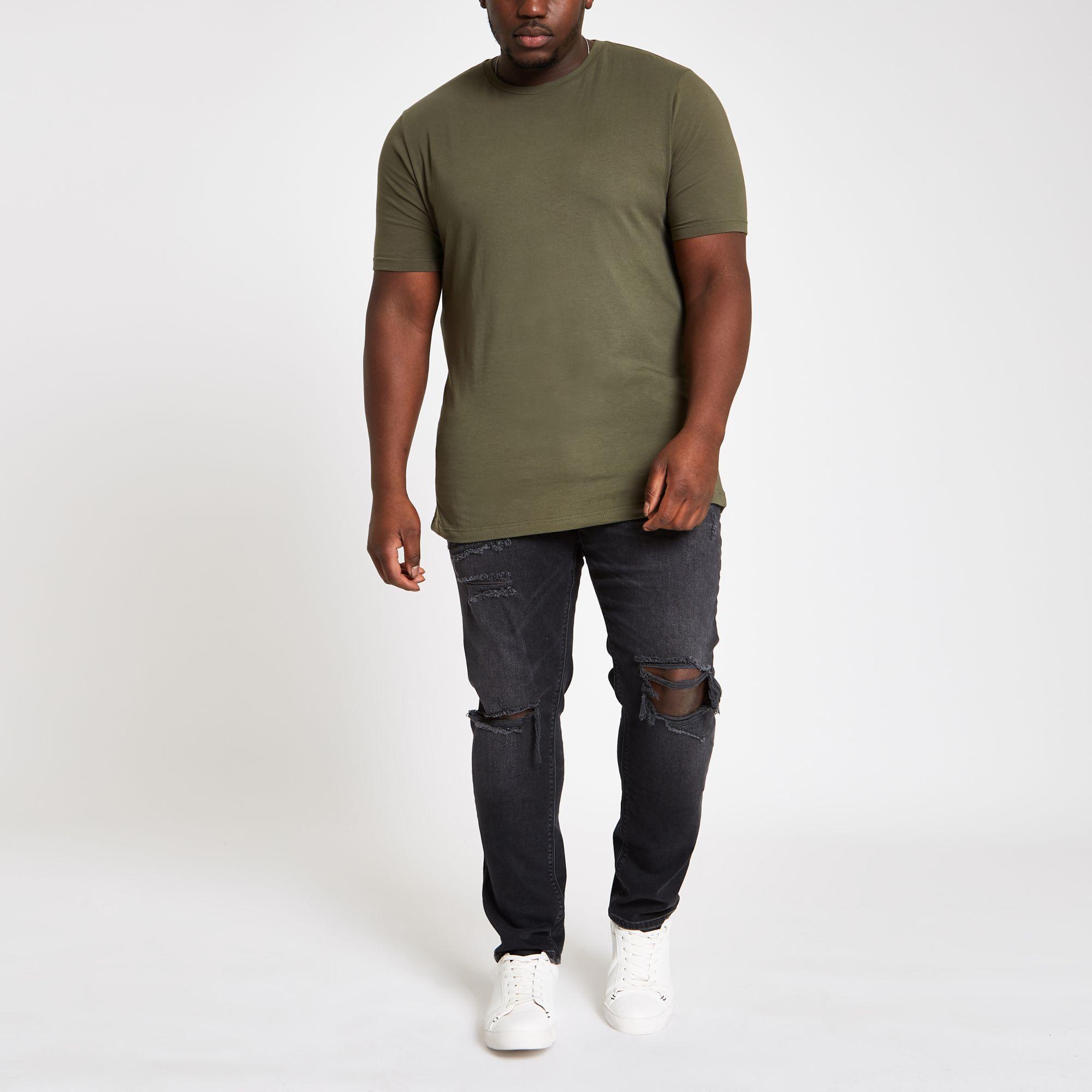River Island Denim Big And Tall Ripped Sid Skinny Jeans in Black for