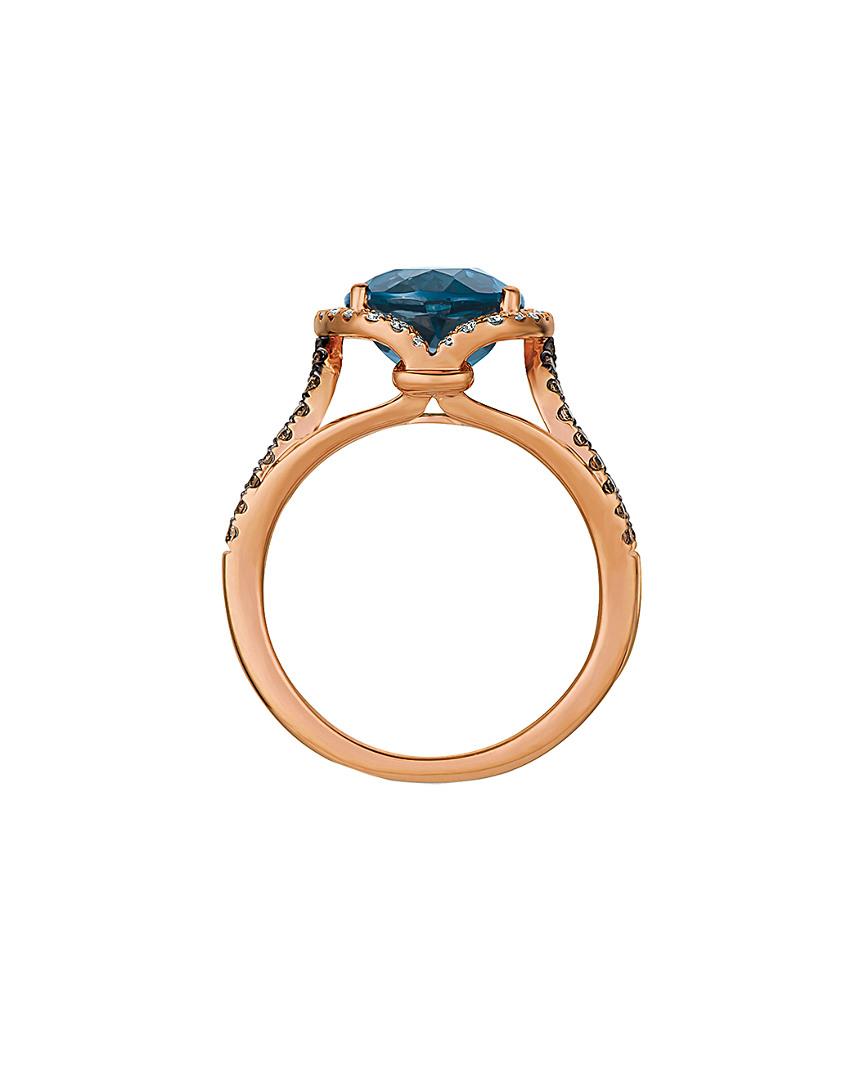 Le Vian  14k Rose Gold 445 Ct Tw Diamond London Blue Topaz Ring 