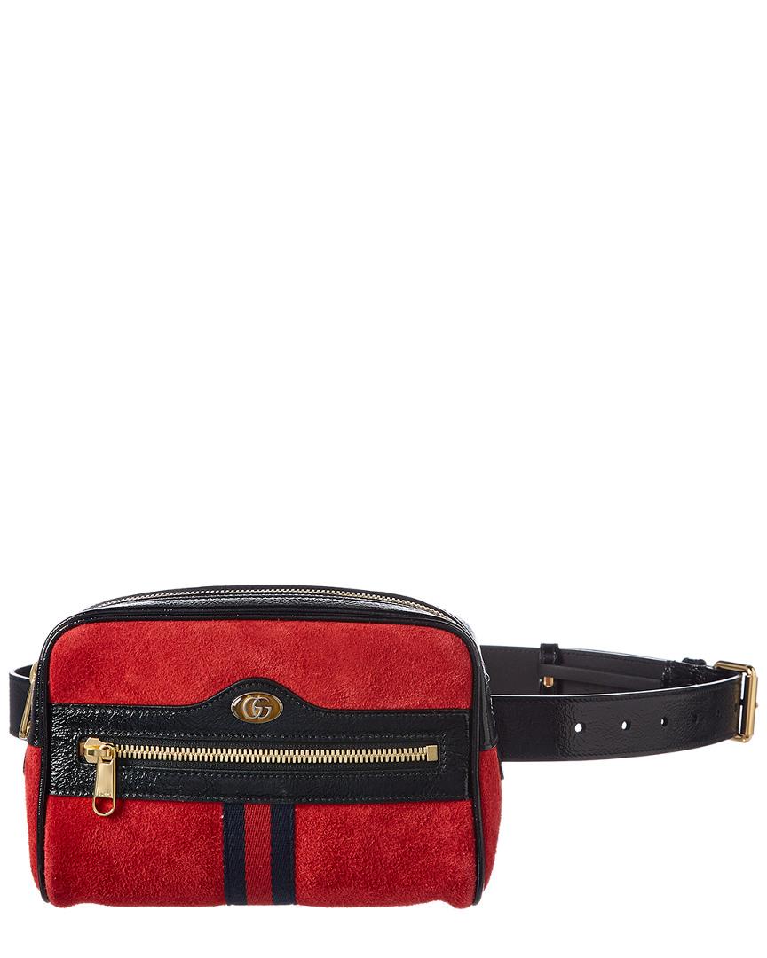 Gucci Ophidia Small Suede & Leather Belt Bag in Red - Lyst