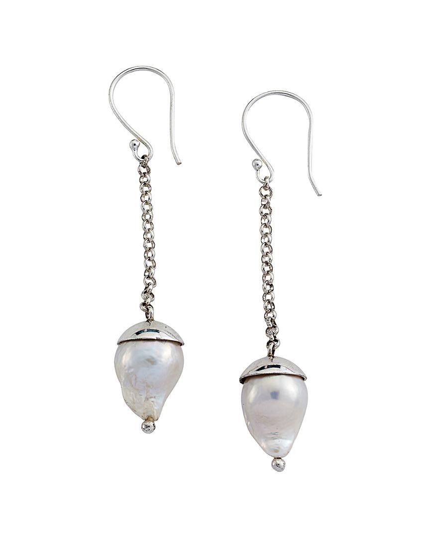 Lyst Samuel B Silver 7 8mm Pearl Earrings In Metallic Gallery