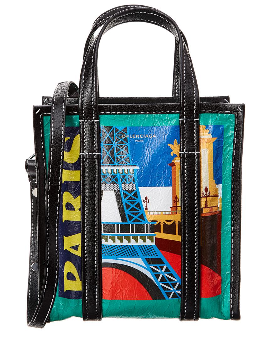 Lyst Balenciaga Bazar Paris Small Leather Per Tote In Black Balenciaga Women S Black Bazar Paris Small Leather Per Tote