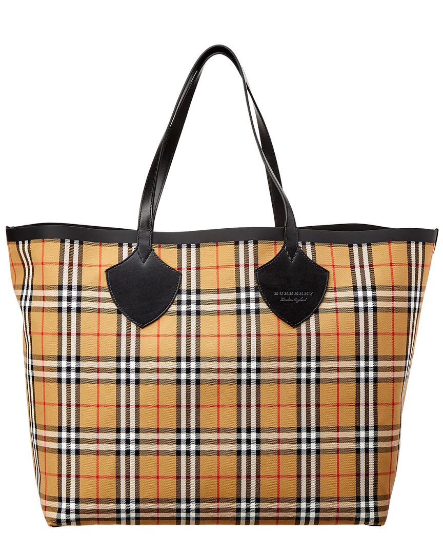 the giant reversible tote in vintage check