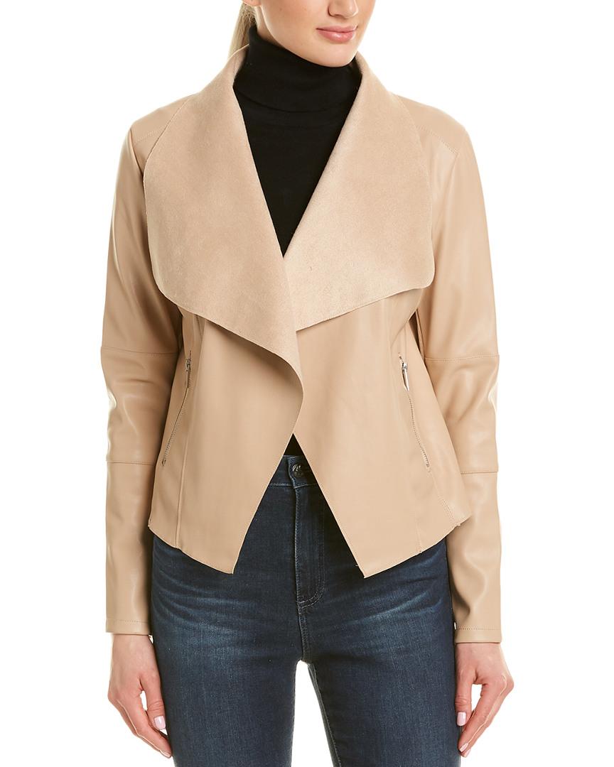 Lyst Bagatelle Faux Leather Drape Jacket In Natural