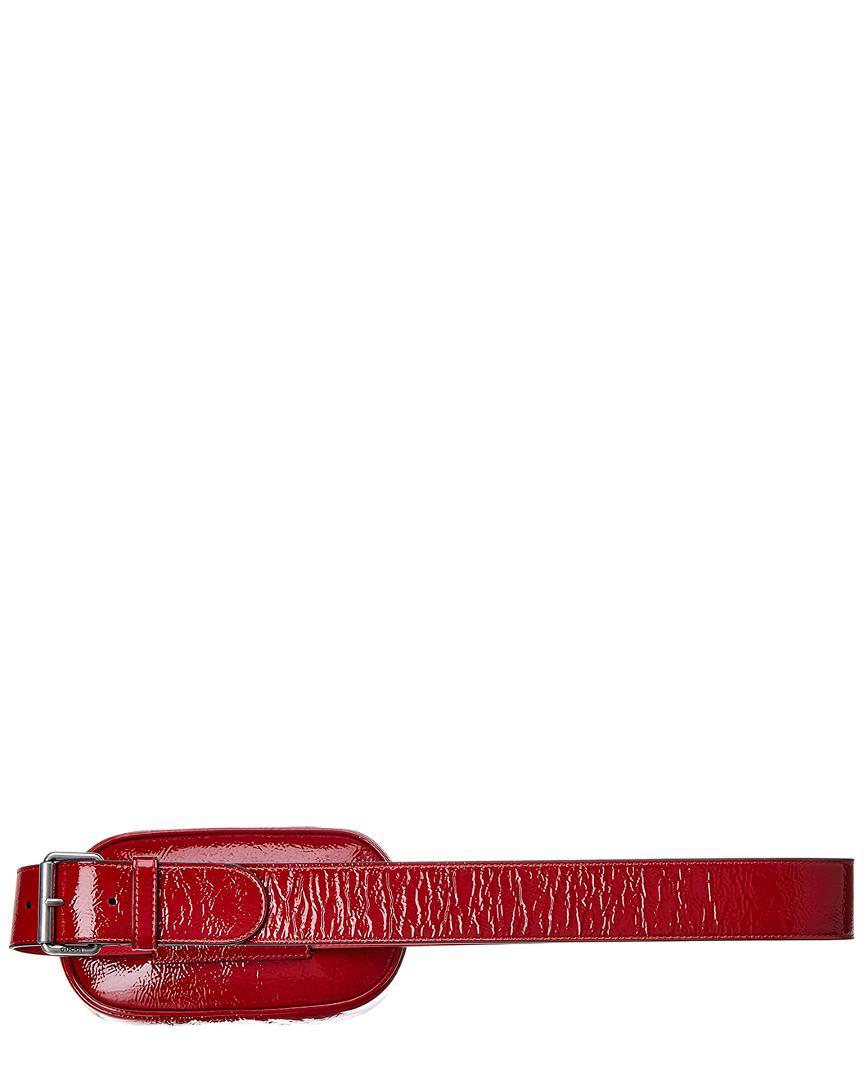 Gucci Front Logo Patent Belt Bag in Red - Lyst