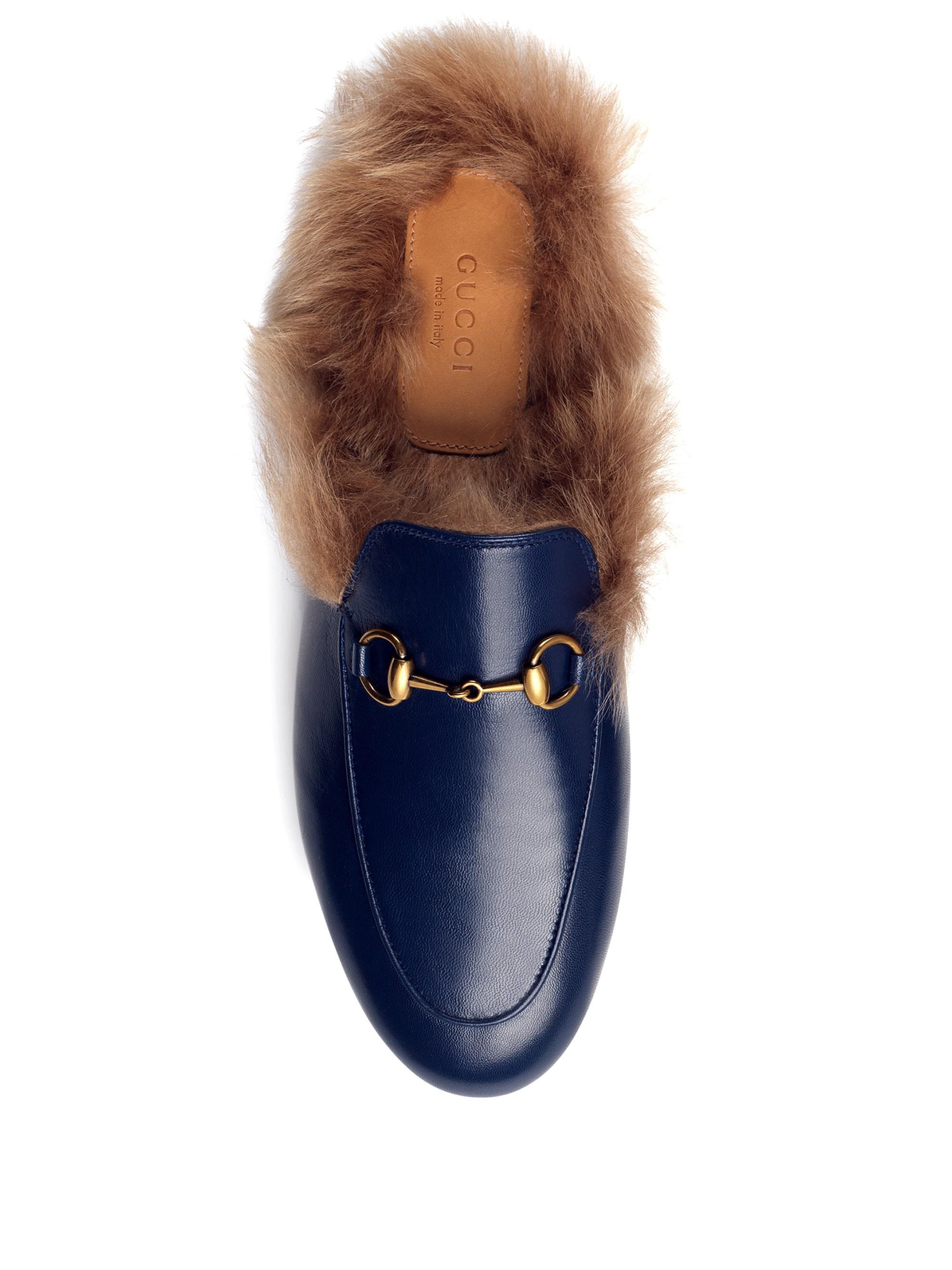 fur gucci princetown loafers