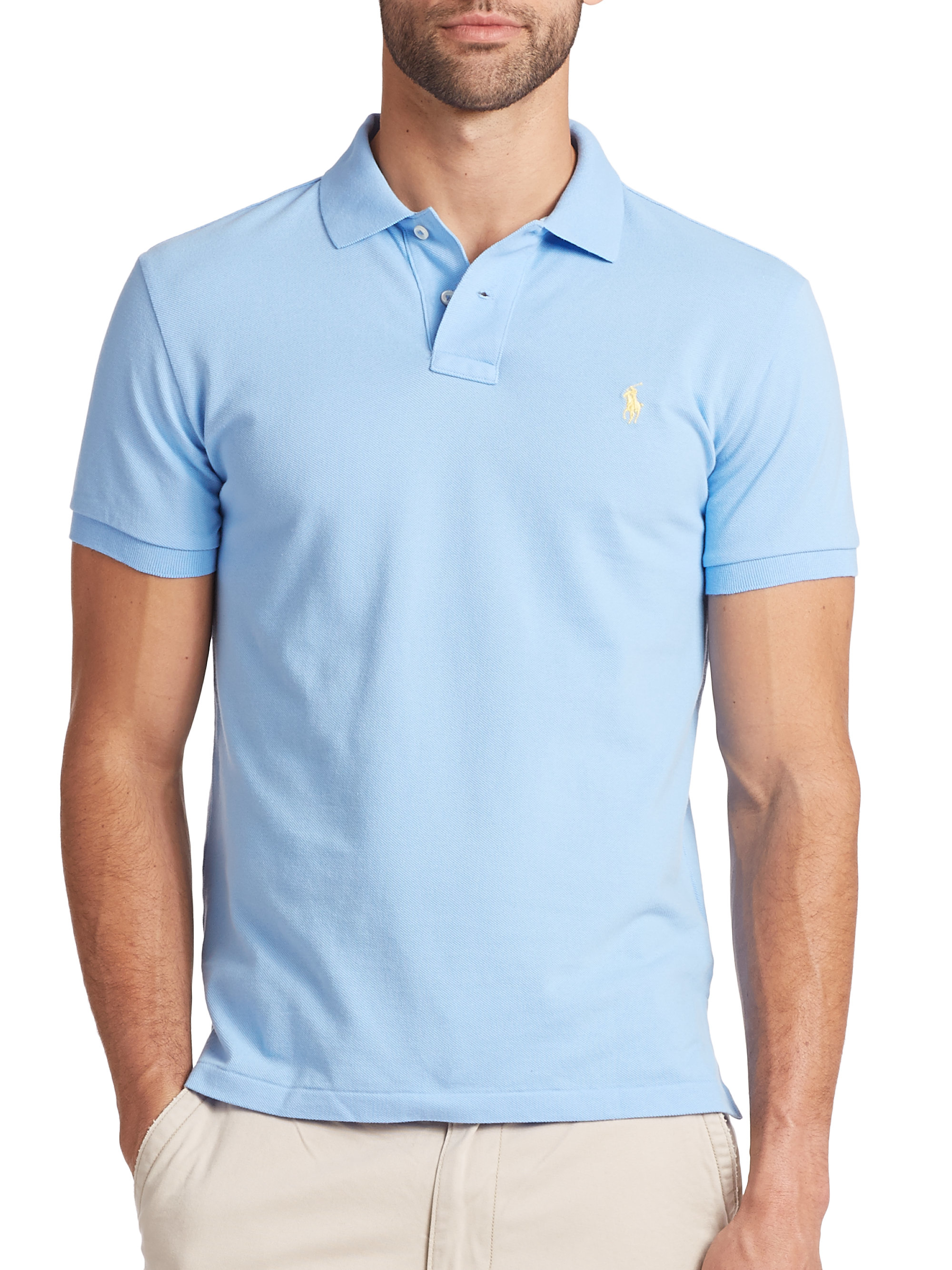 Polo ralph lauren Custom-fit Mesh Polo in Blue for Men | Lyst
