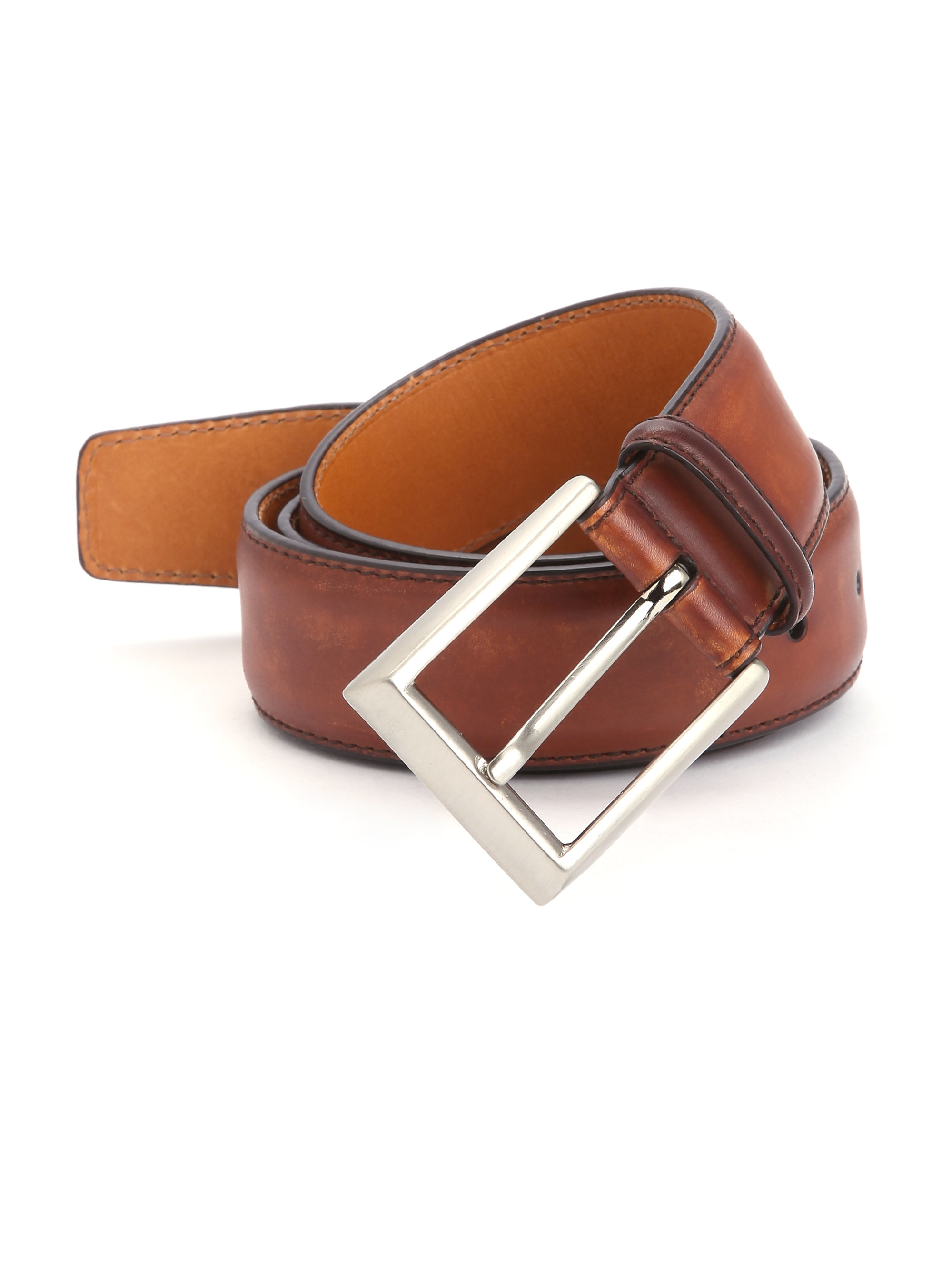 cognac belt and shoes