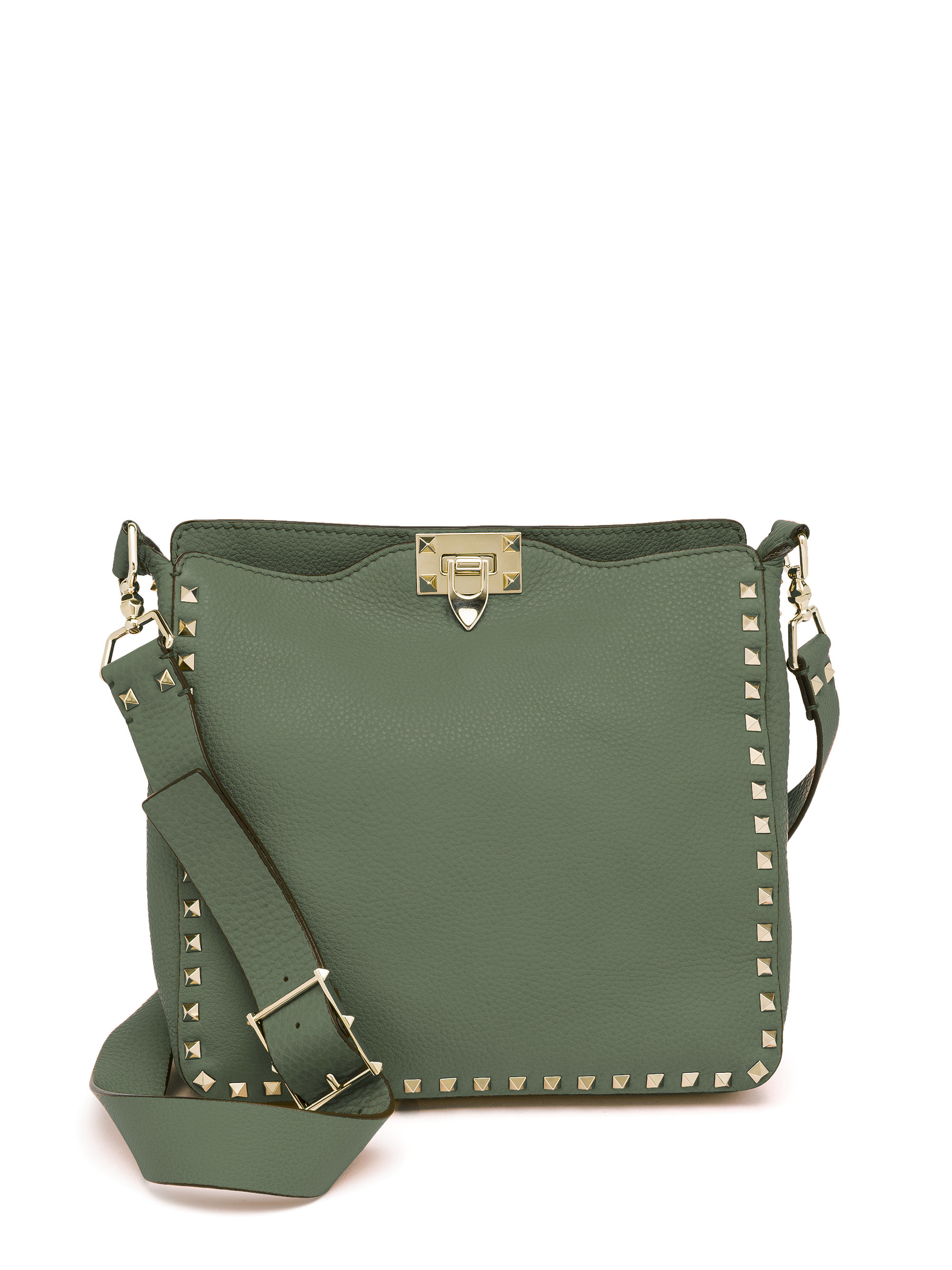 Valentino Rockstud Utilitarian Small Leather Crossbody Bag in Green | Lyst