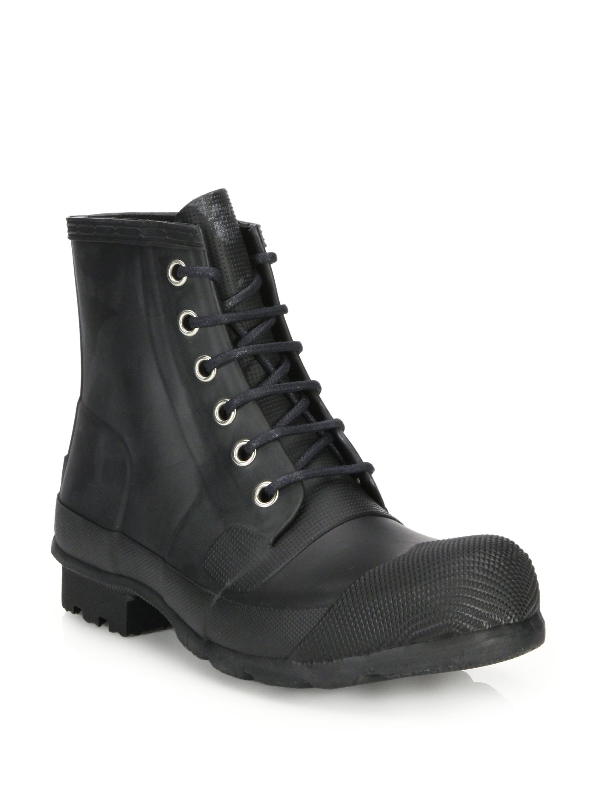 Hunter Quilted Lace-up All-weather Boots in Black for Men | Lyst