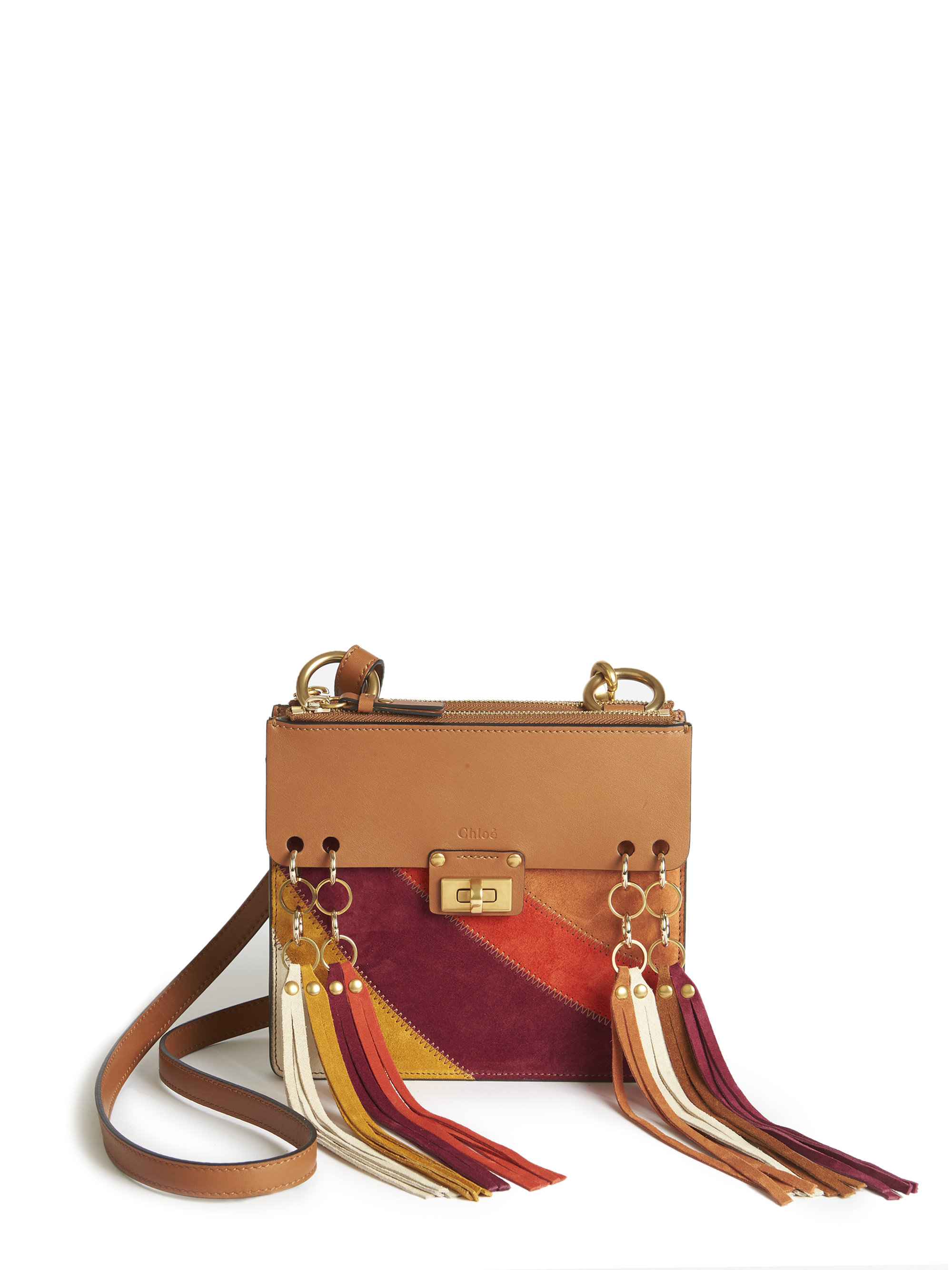 Chlo Jane Small Patchwork Leather and Suede Bag in Brown (caramel ...