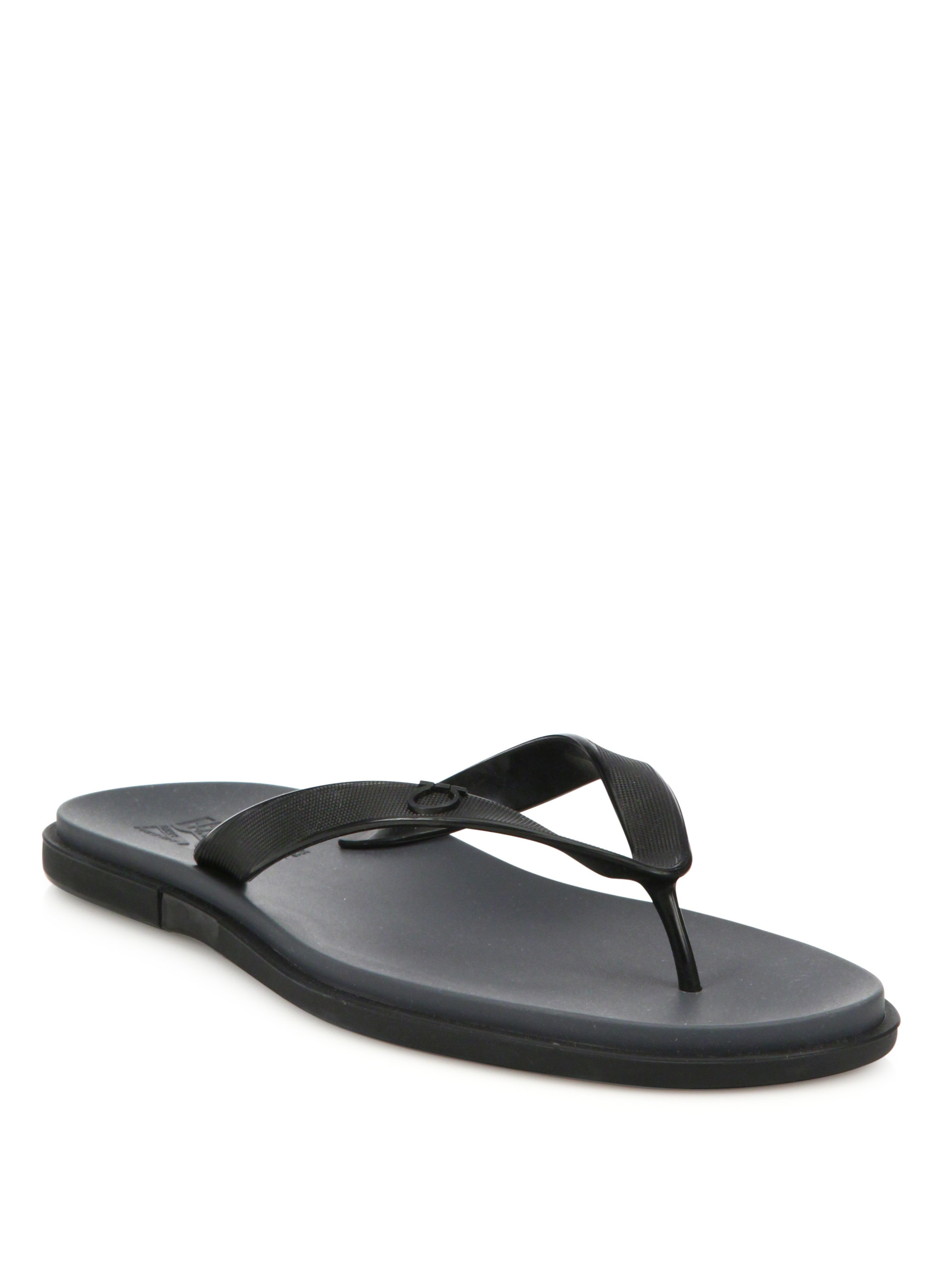 black ferragamo flip flops