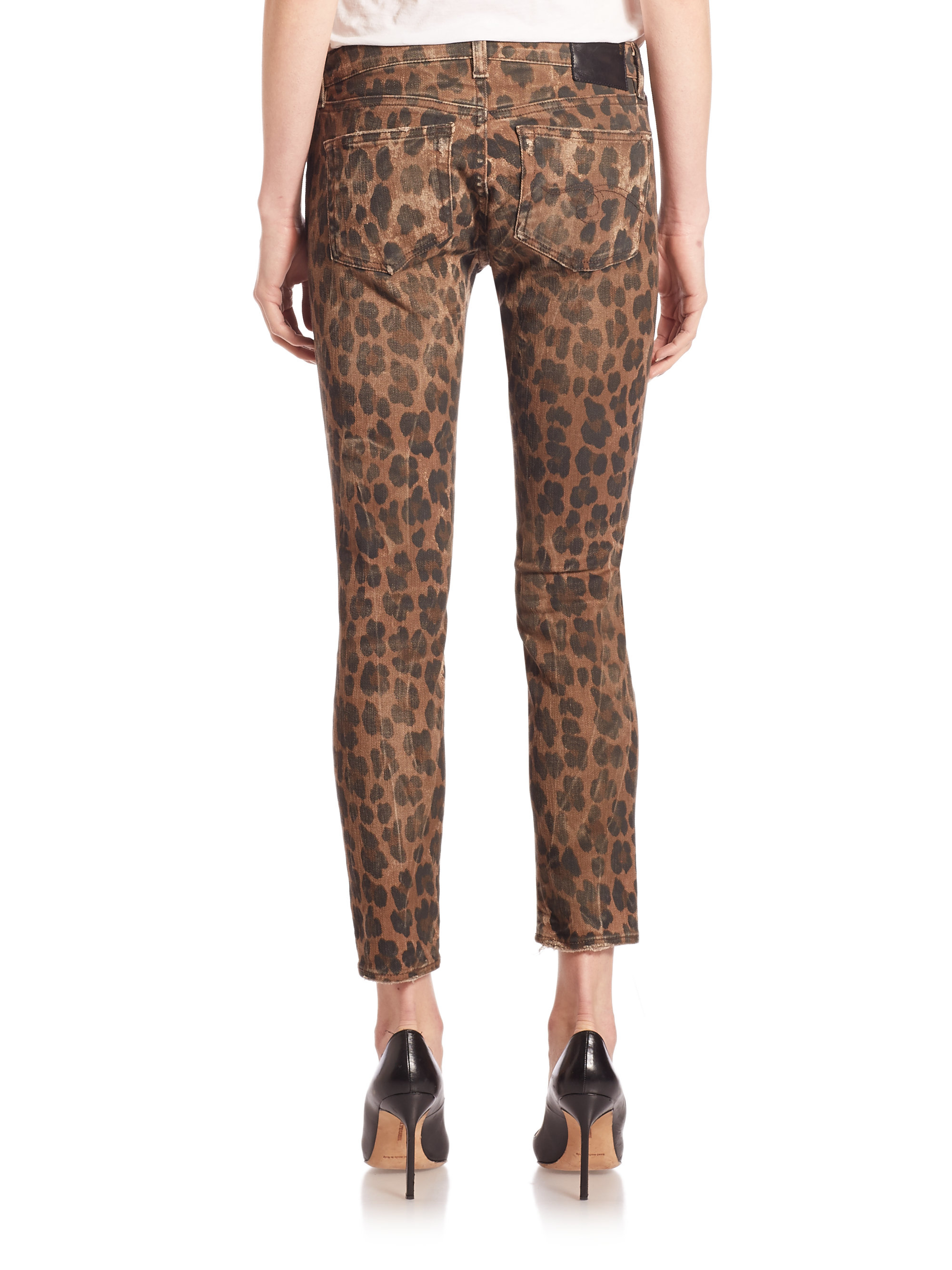 leopard print stripe jeans