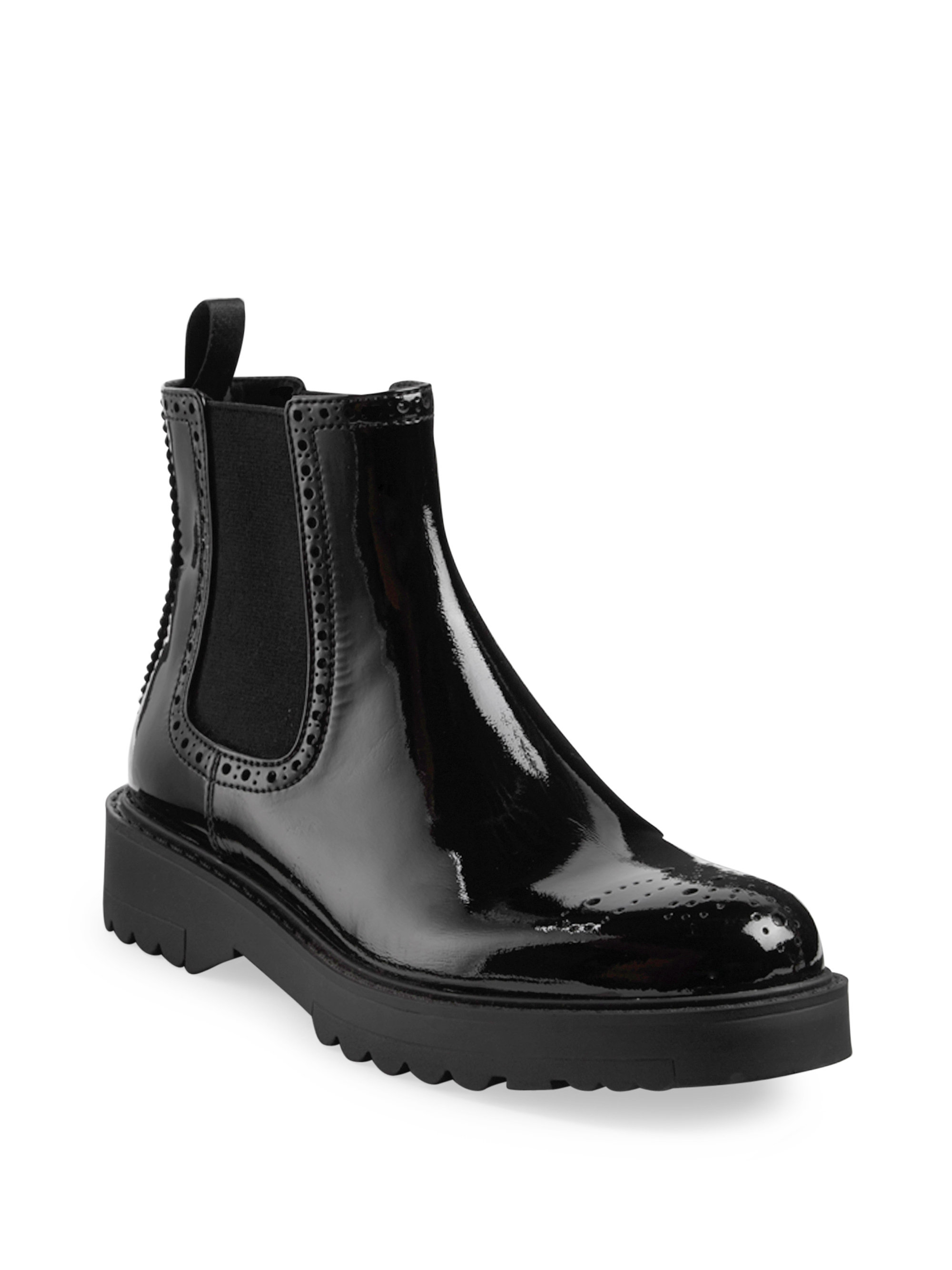 womens black leather brogue chelsea boots