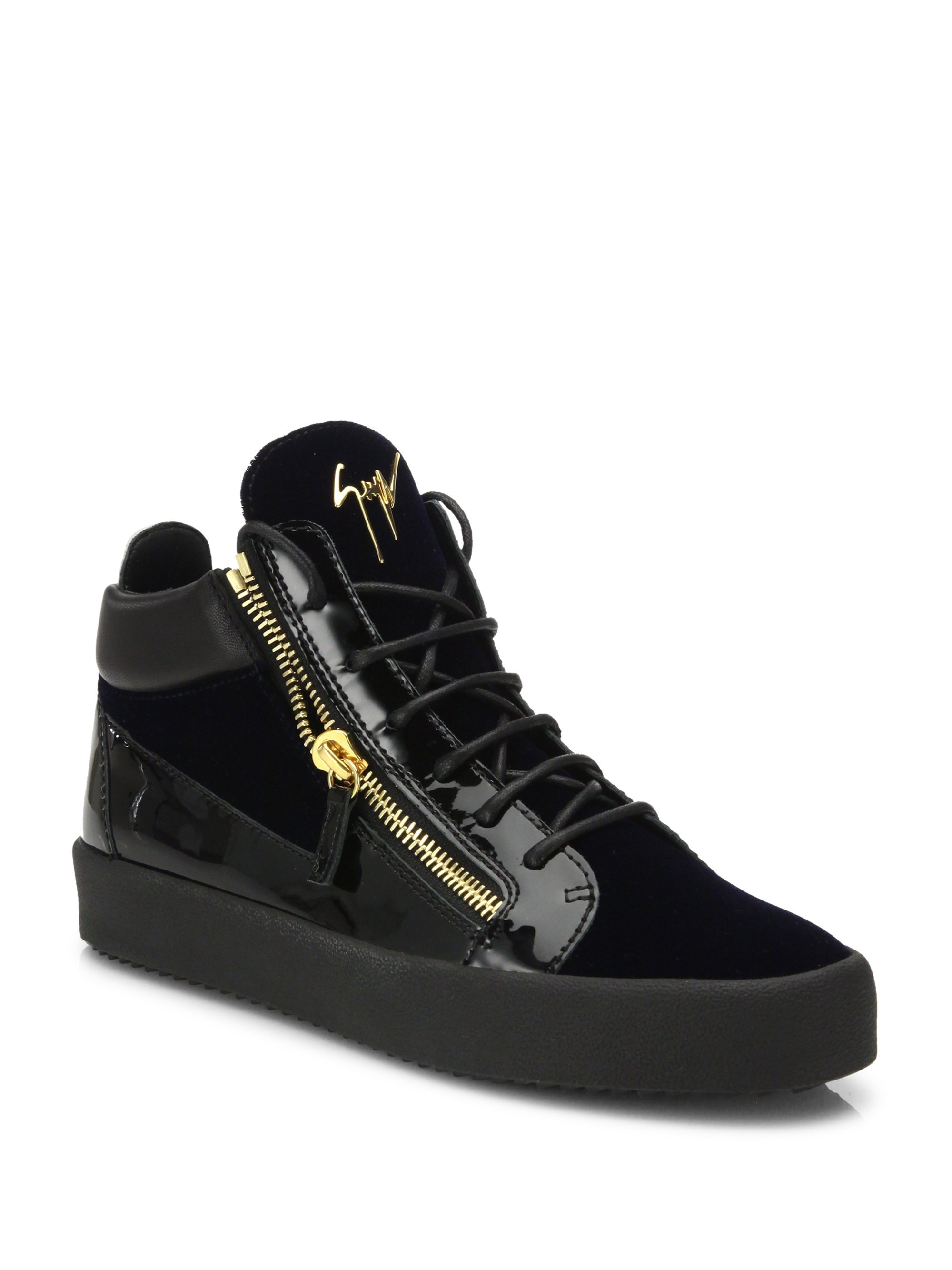 Lyst - Giuseppe Zanotti Patent Leather Sneakers in Blue for Men