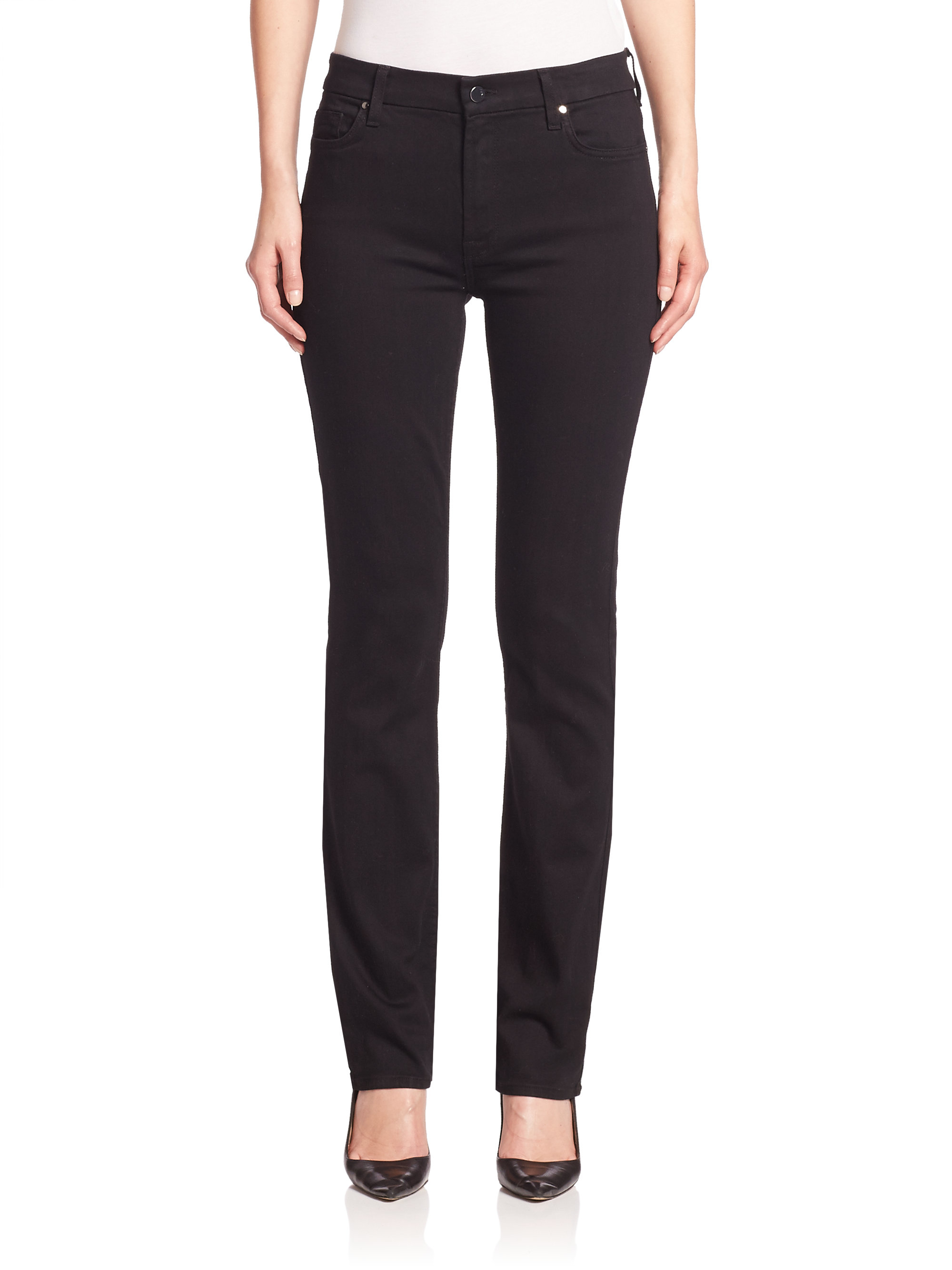 Jen7 Slim Straight-leg Jeans in Black | Lyst