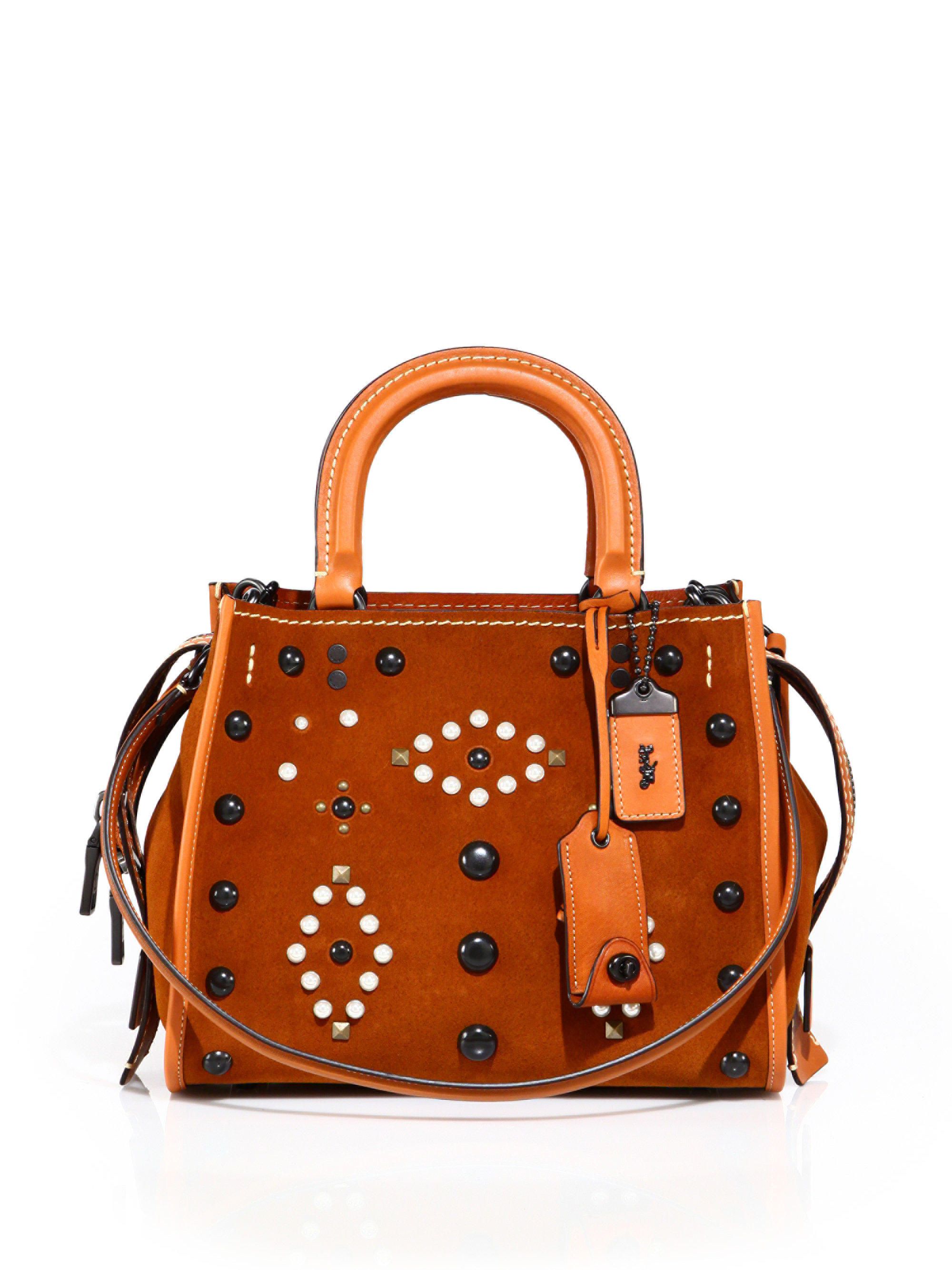 coach rogue tote with rivets