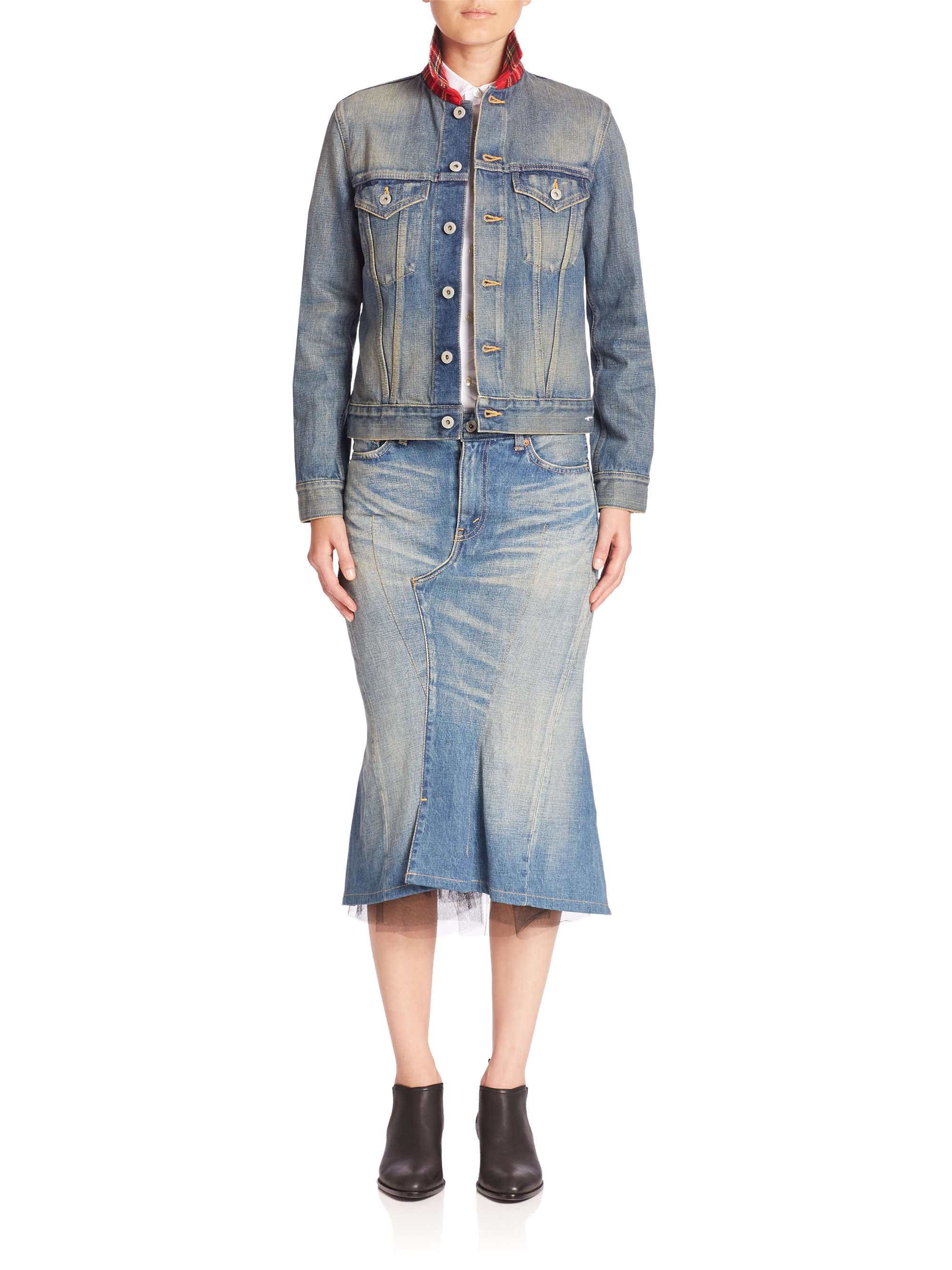 junya watanabe denim tulle skirt