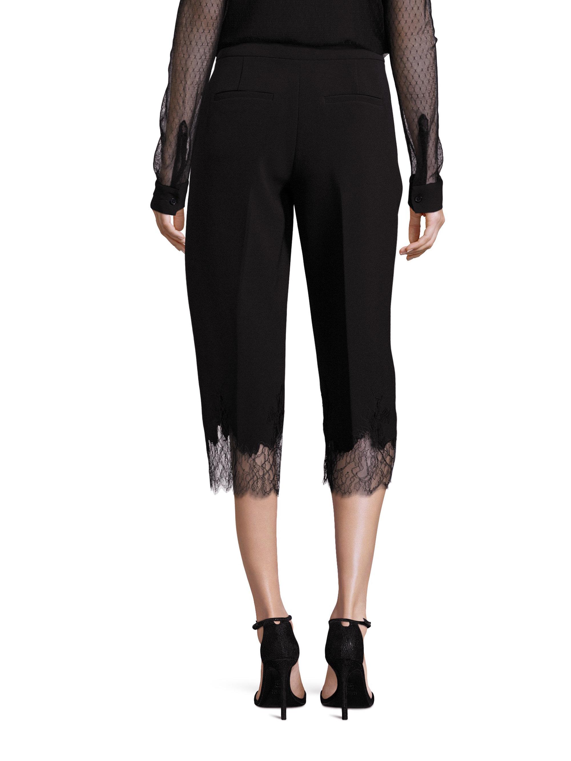 Michael michael kors Lace Hem Gaucho Pants in Black | Lyst