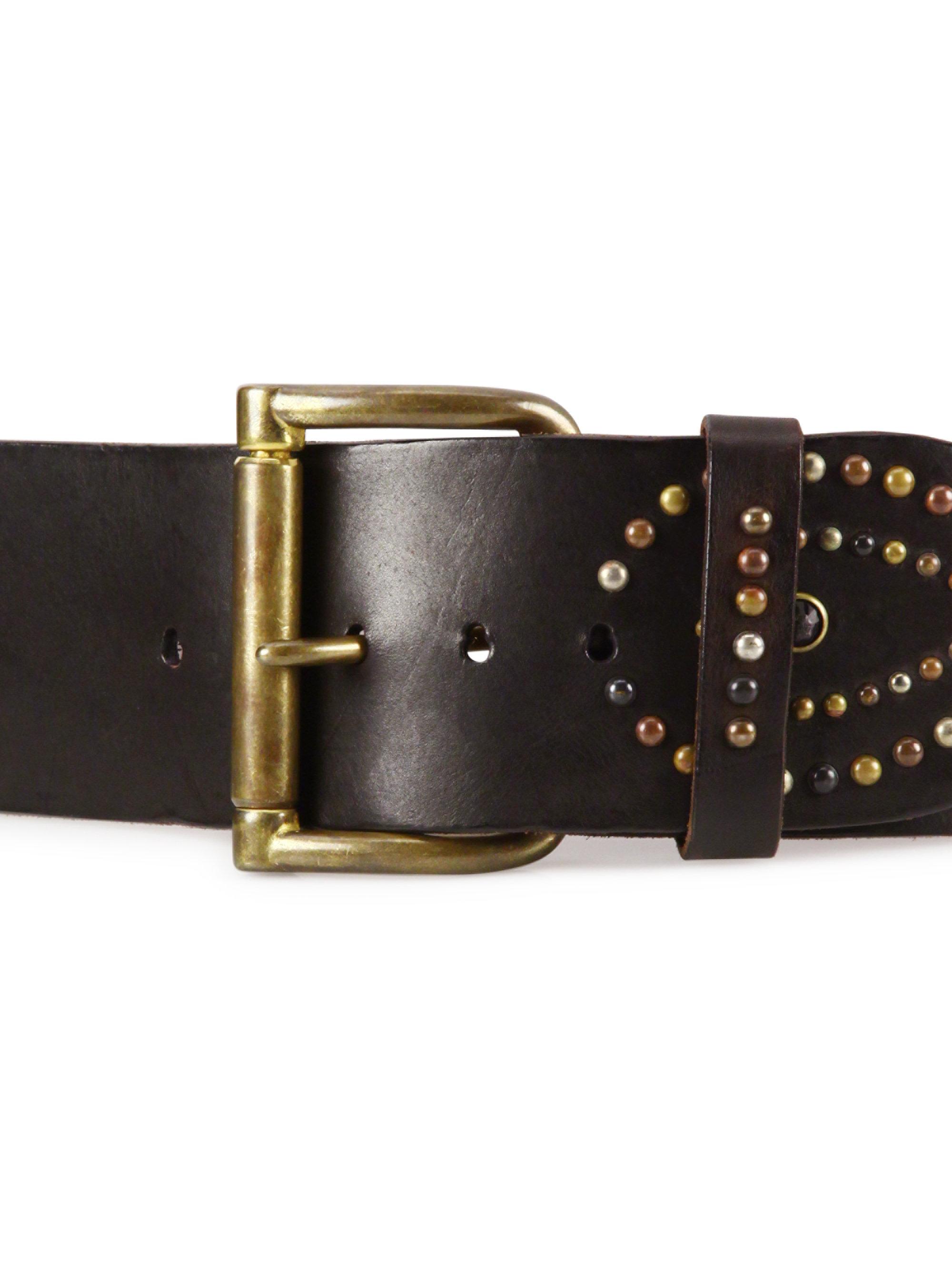 Lyst Ralph Lauren Collection Studded Leather Belt in Brown