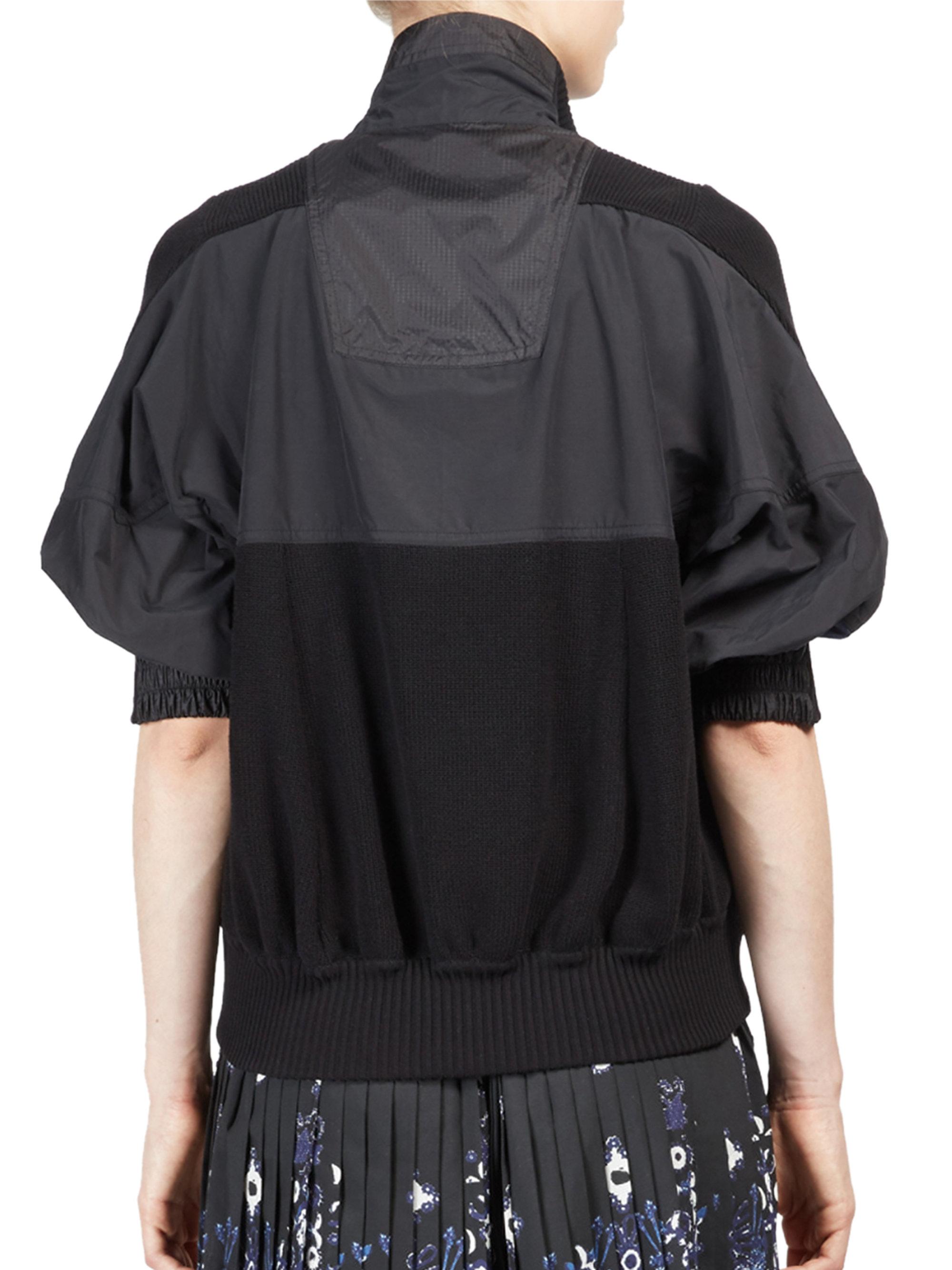Lyst Sacai Cotton Knit Zipup Jacket in Black