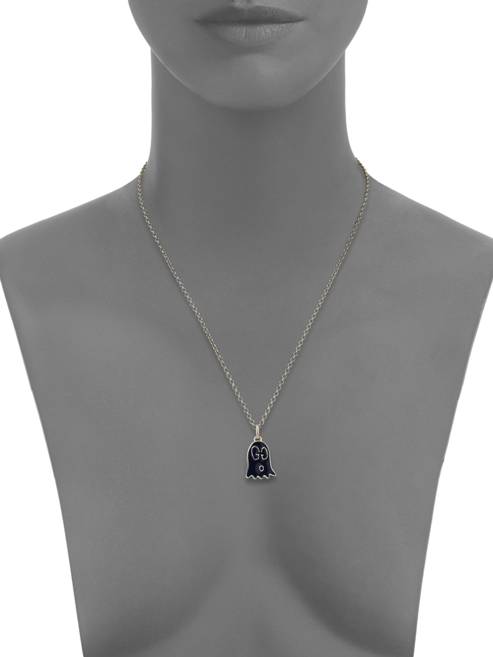 Lyst Gucci Ghost Sterling Silver Ghost Pendant Necklace in Black
