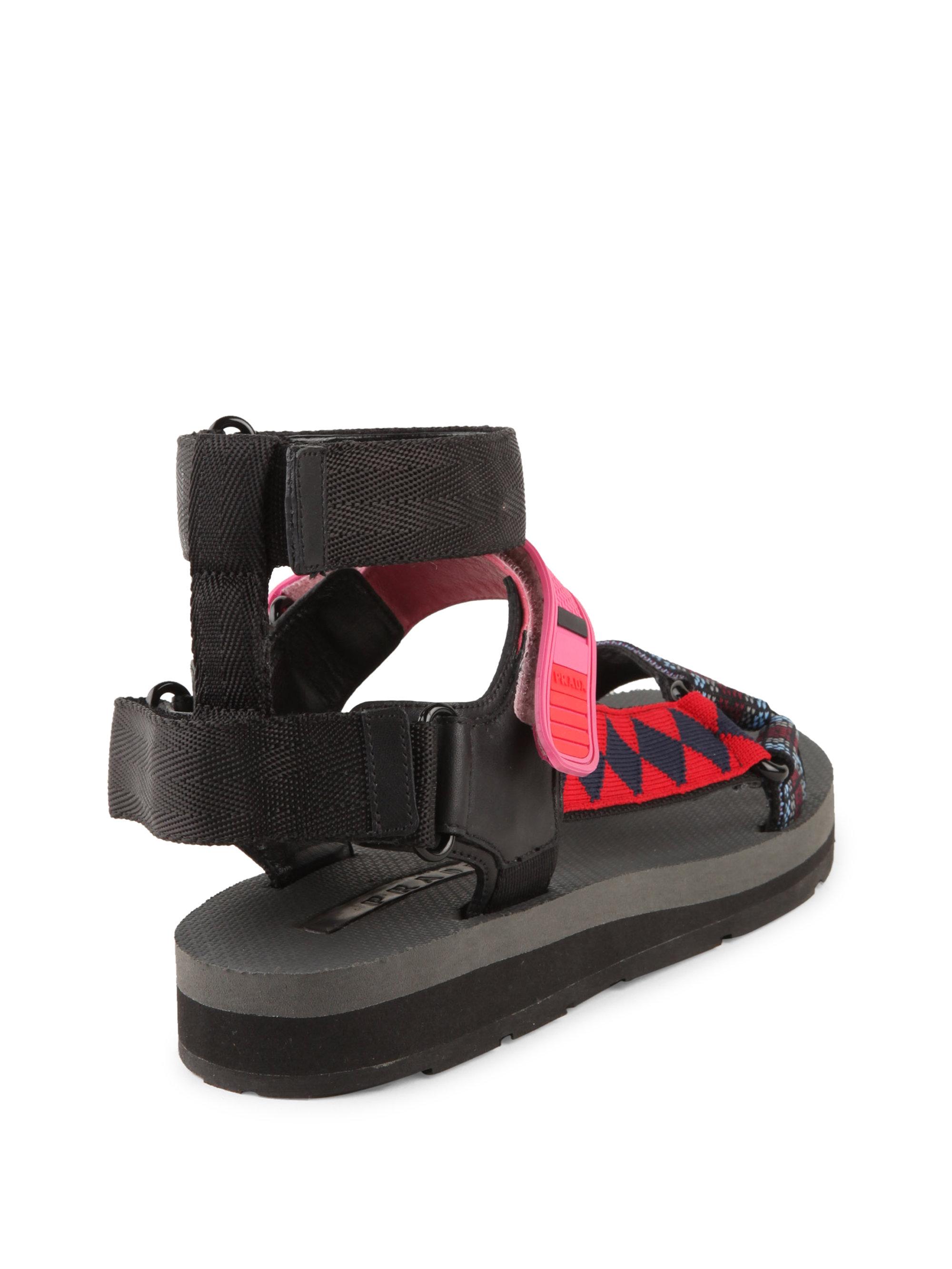 Lyst - Prada Strappy Grip-tape Sandals