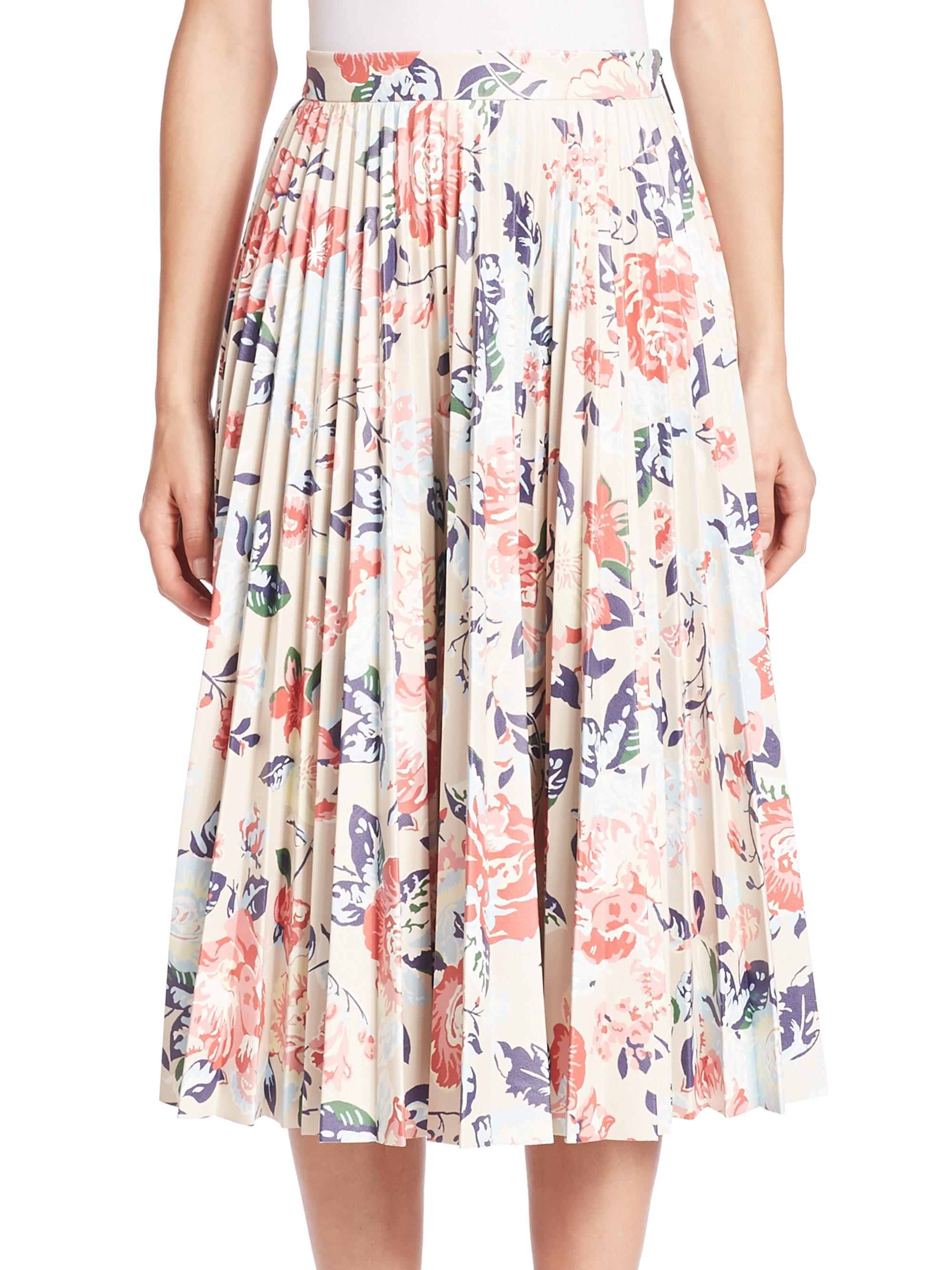 Msgm Floral Print Pleated Skirt Save 37 Lyst