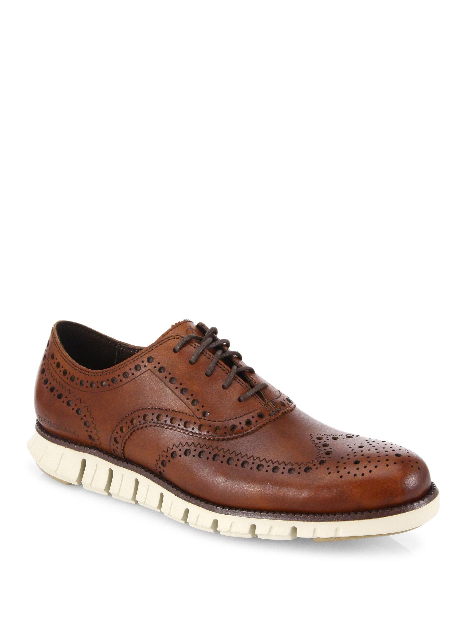 Cole haan Zerogrand Wingtip Leather Oxfords in Brown for Men | Lyst