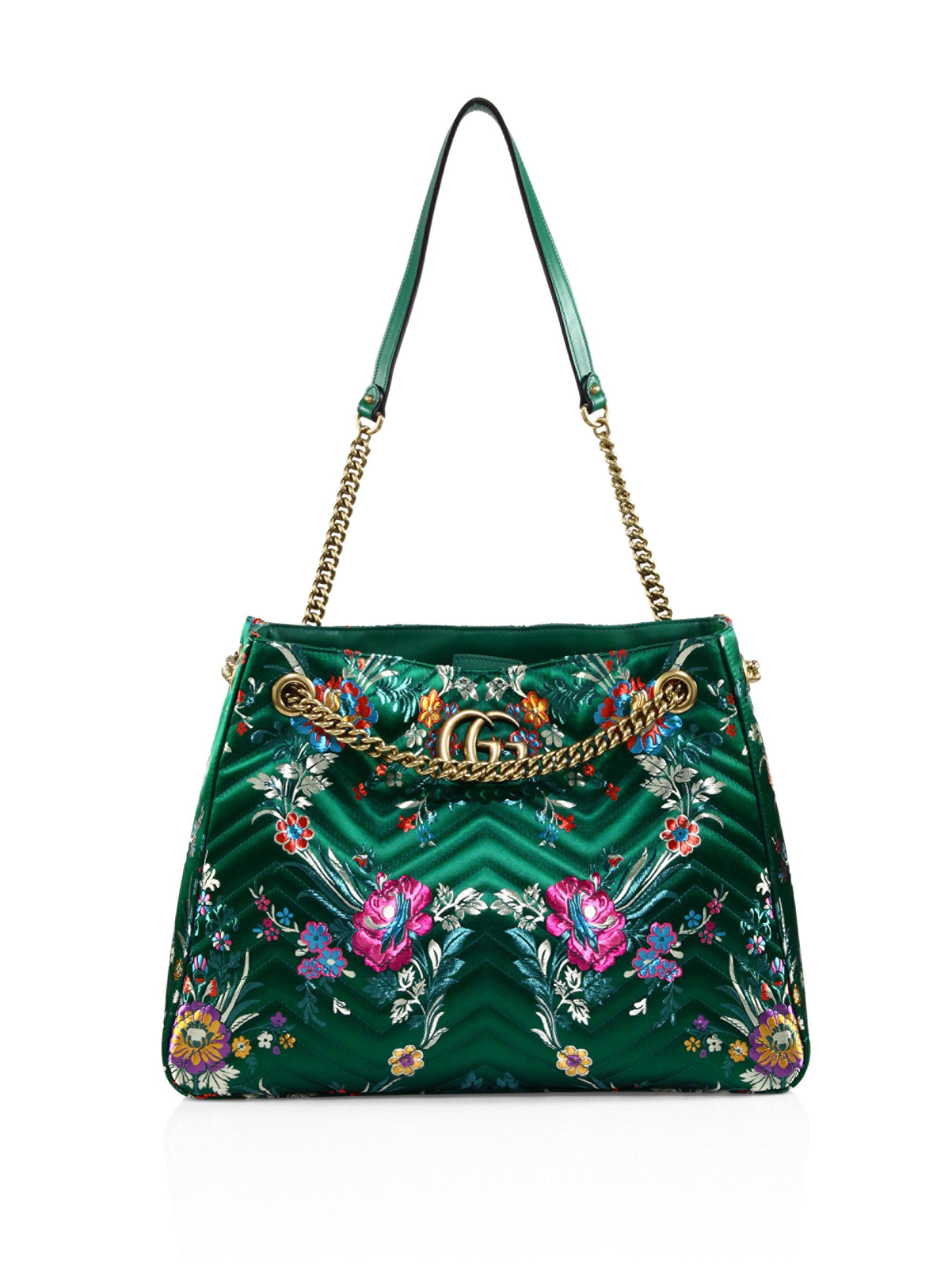 Gucci Medium Gg Marmont Matelasse Floral Jacquard Chain Shoulder Bag in ...