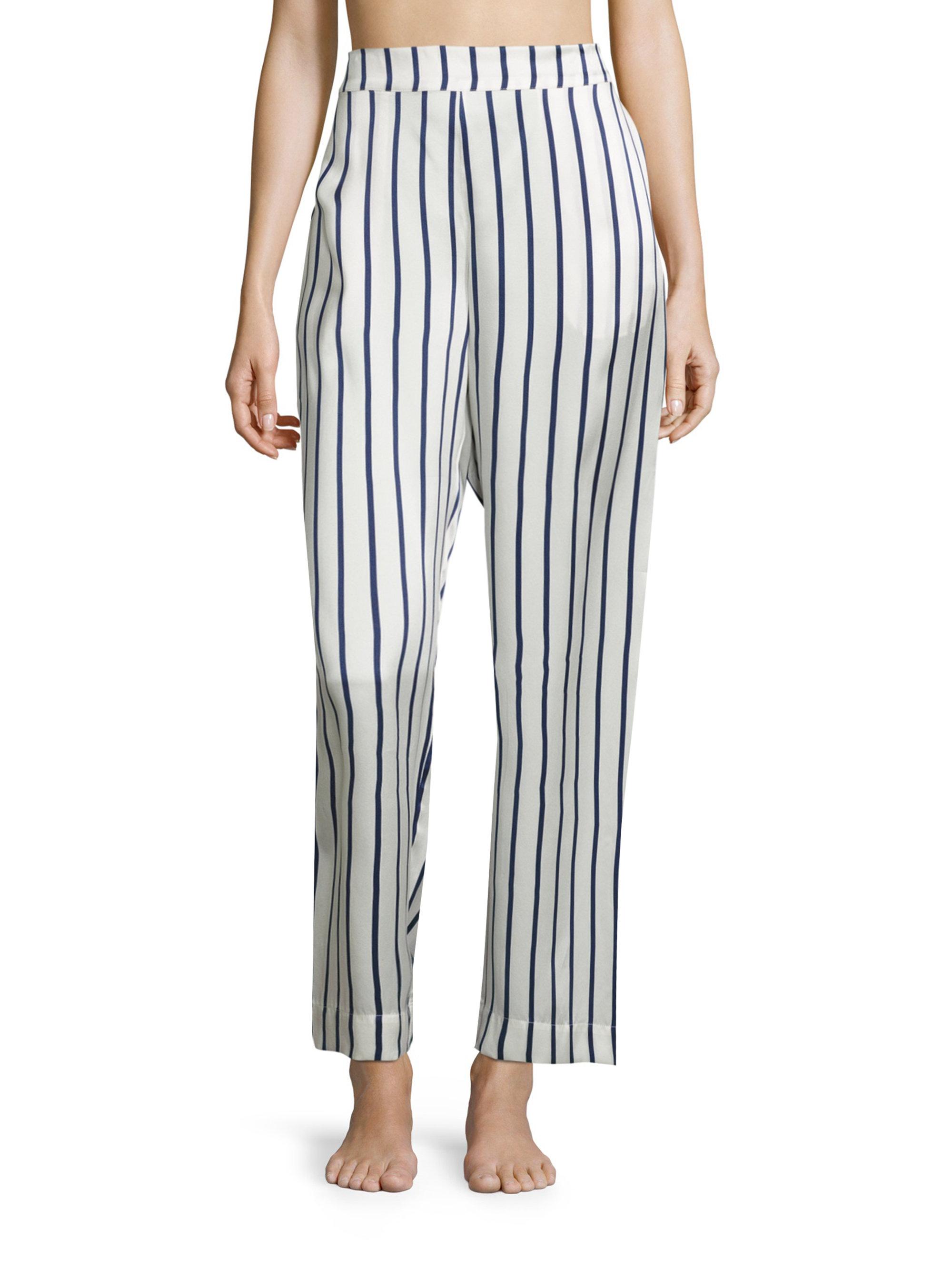 Beautiful bottoms Striped Silk Satin Pajama Pants in Blue | Lyst