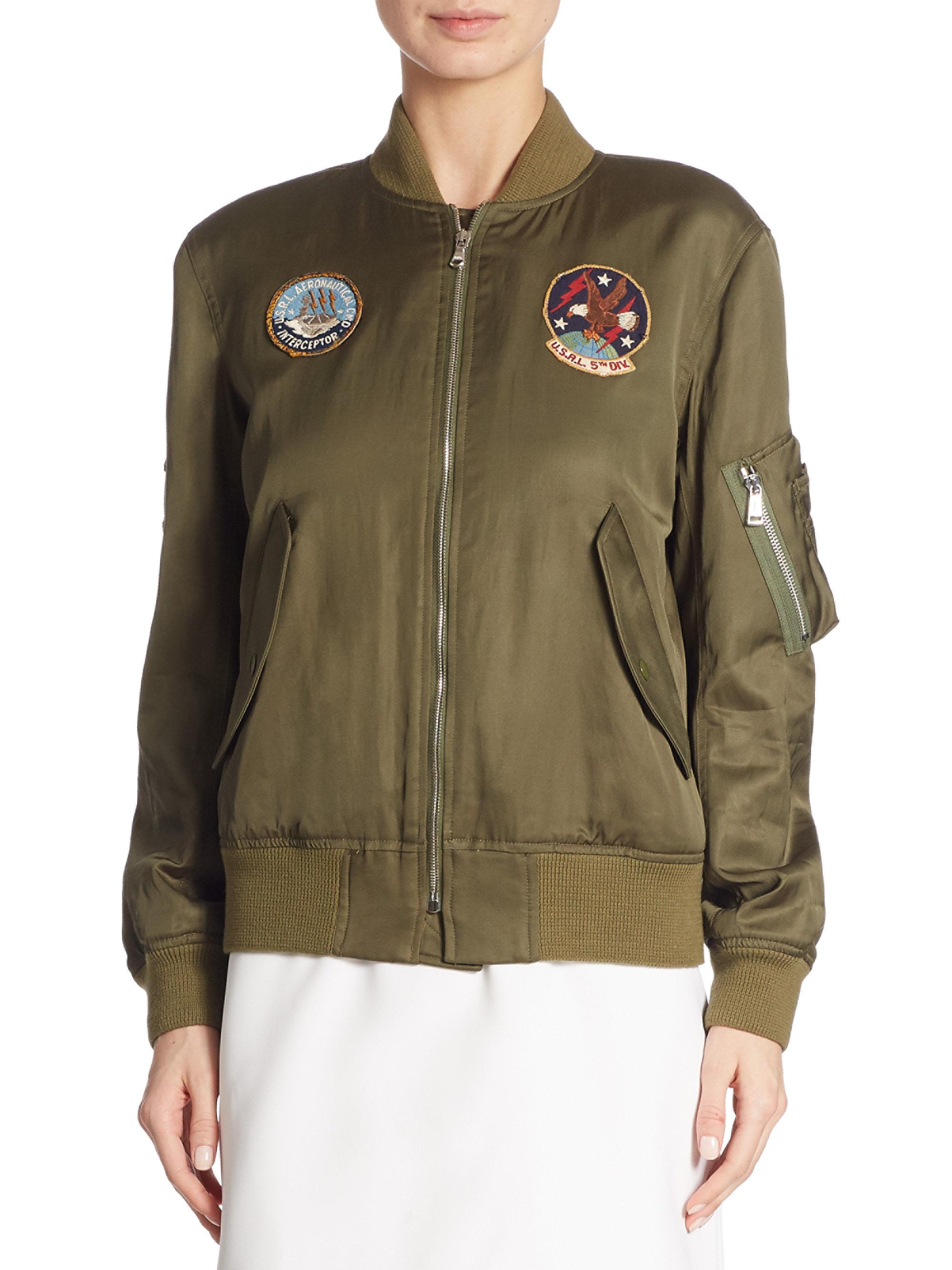 Lyst - Polo Ralph Lauren Embroidered Satin Bomber Jacket in Green