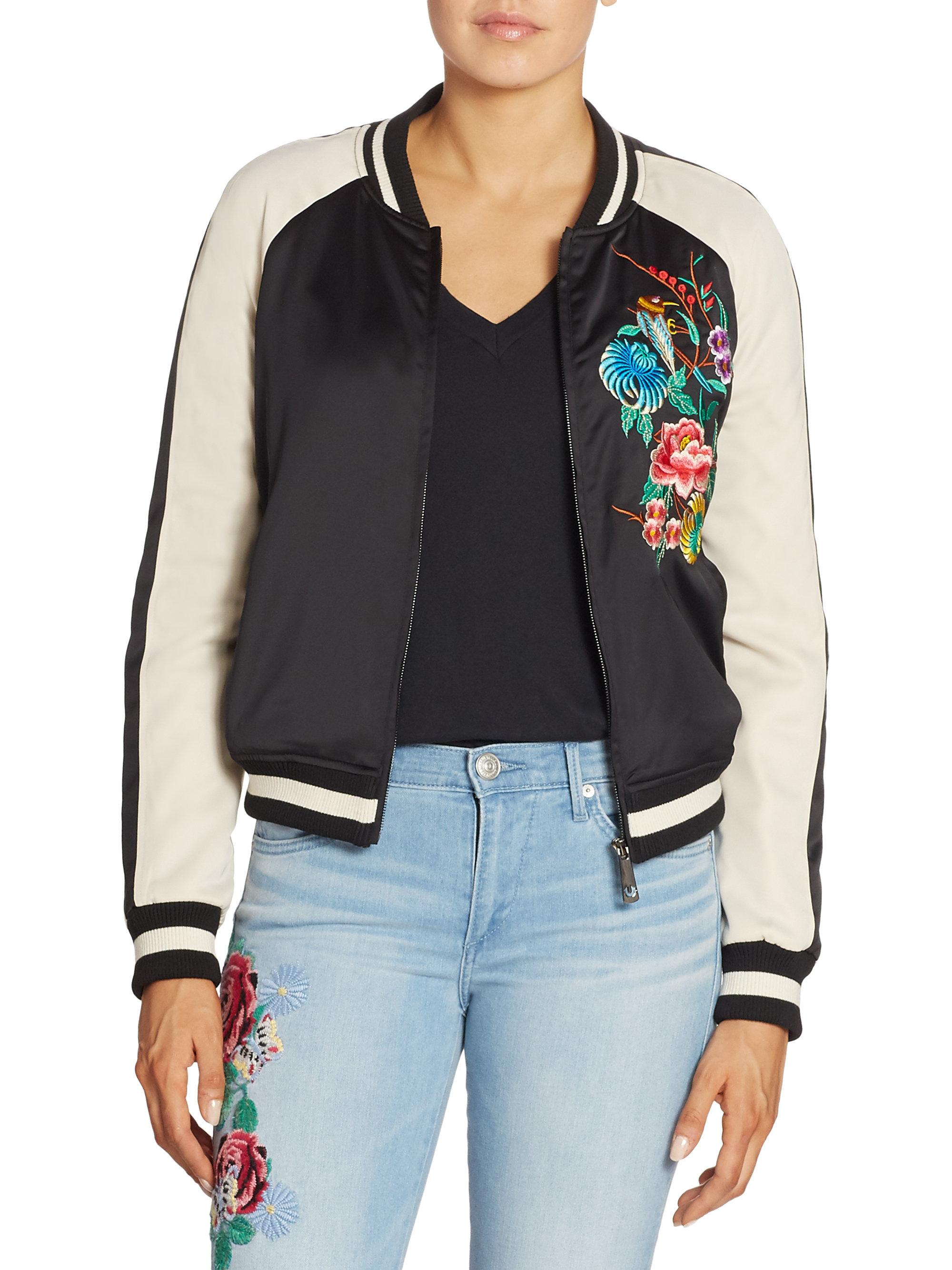Women S True Religion Jackets From 55 Lyst True Religion Fl Embroidered Satin Er Jacket Lyst