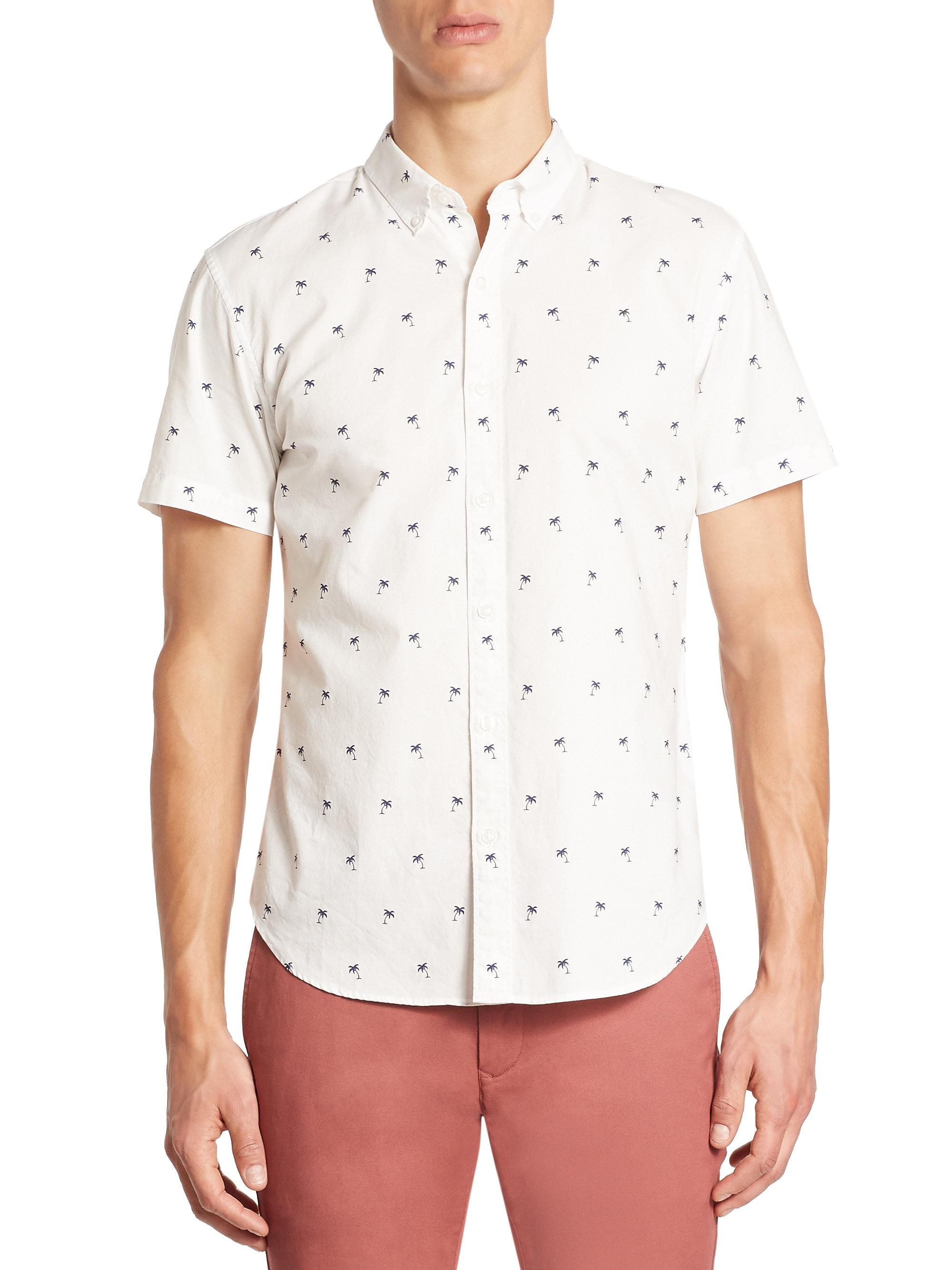 Lyst - Bonobos Palm-print Slim-fit Shirt in White for Men