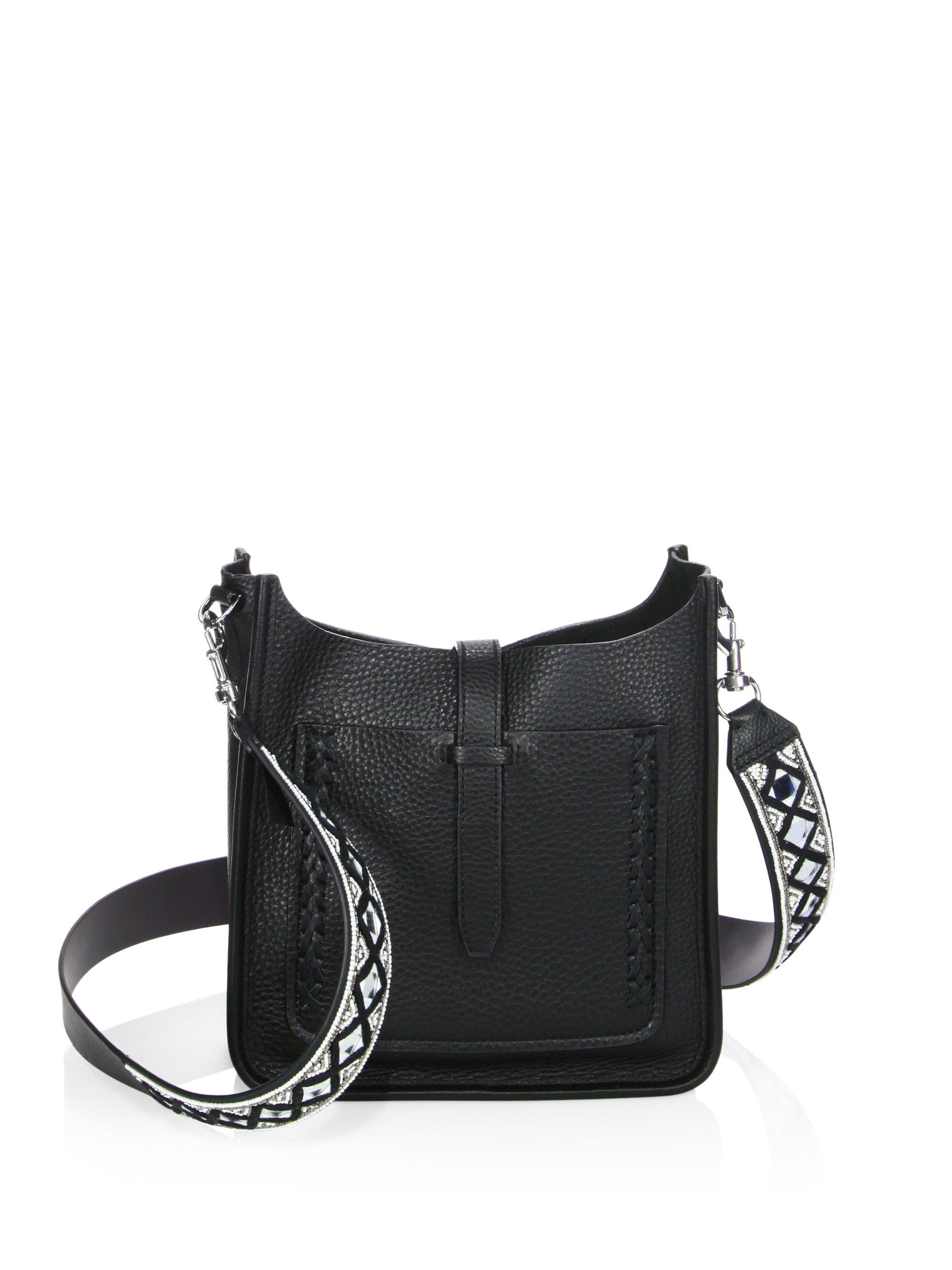 Rebecca minkoff Small Unlined Feed Leather Crossbody Bag With Guitar Strap in Black | Lyst