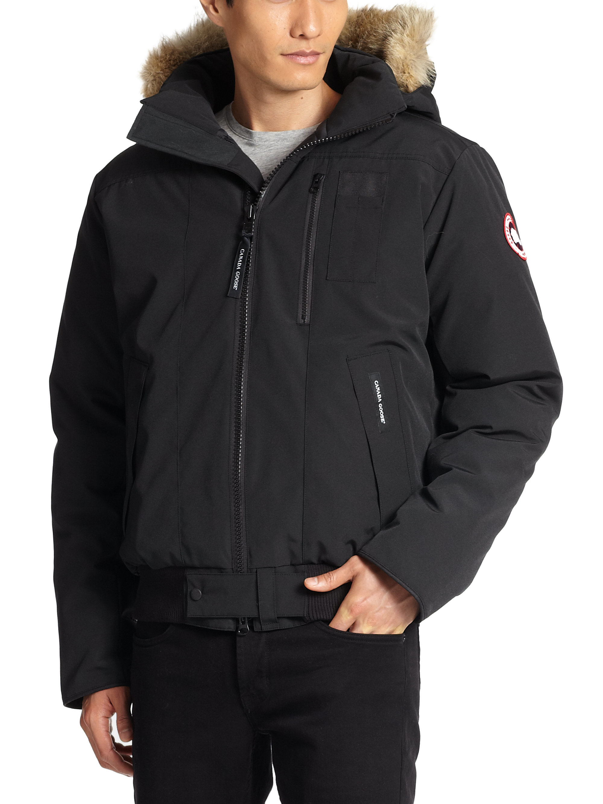 Canada goose Borden Fur-trimmed Puffer Jacket in Black for Men | Lyst