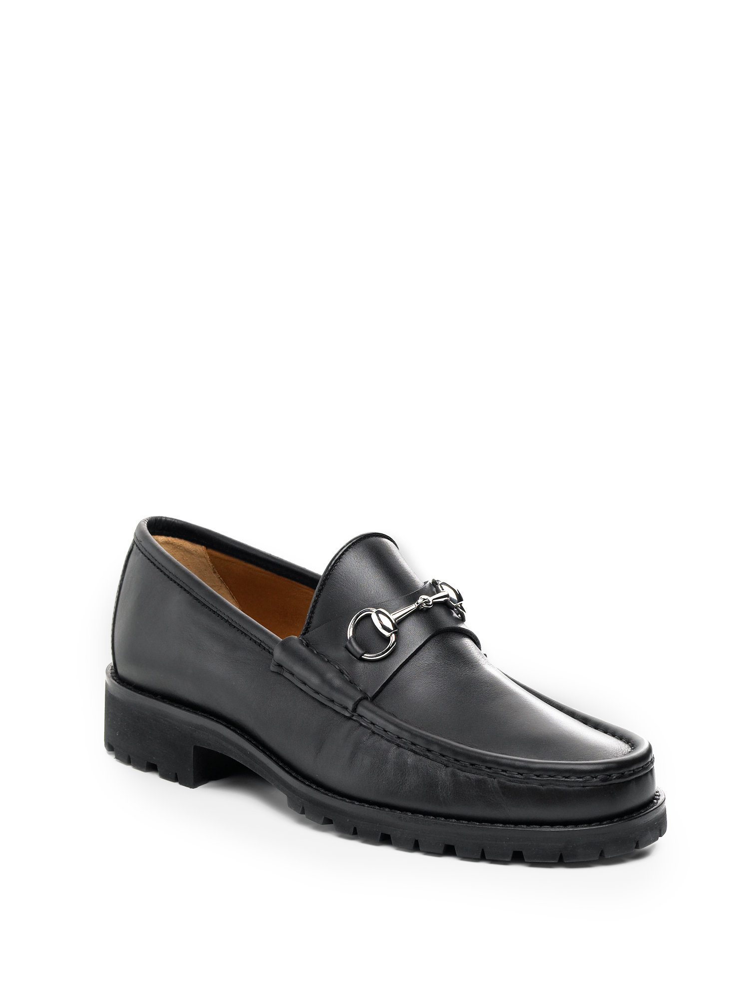 Gucci Silver-bit Lug Sole Loafers in Black for Men | Lyst
