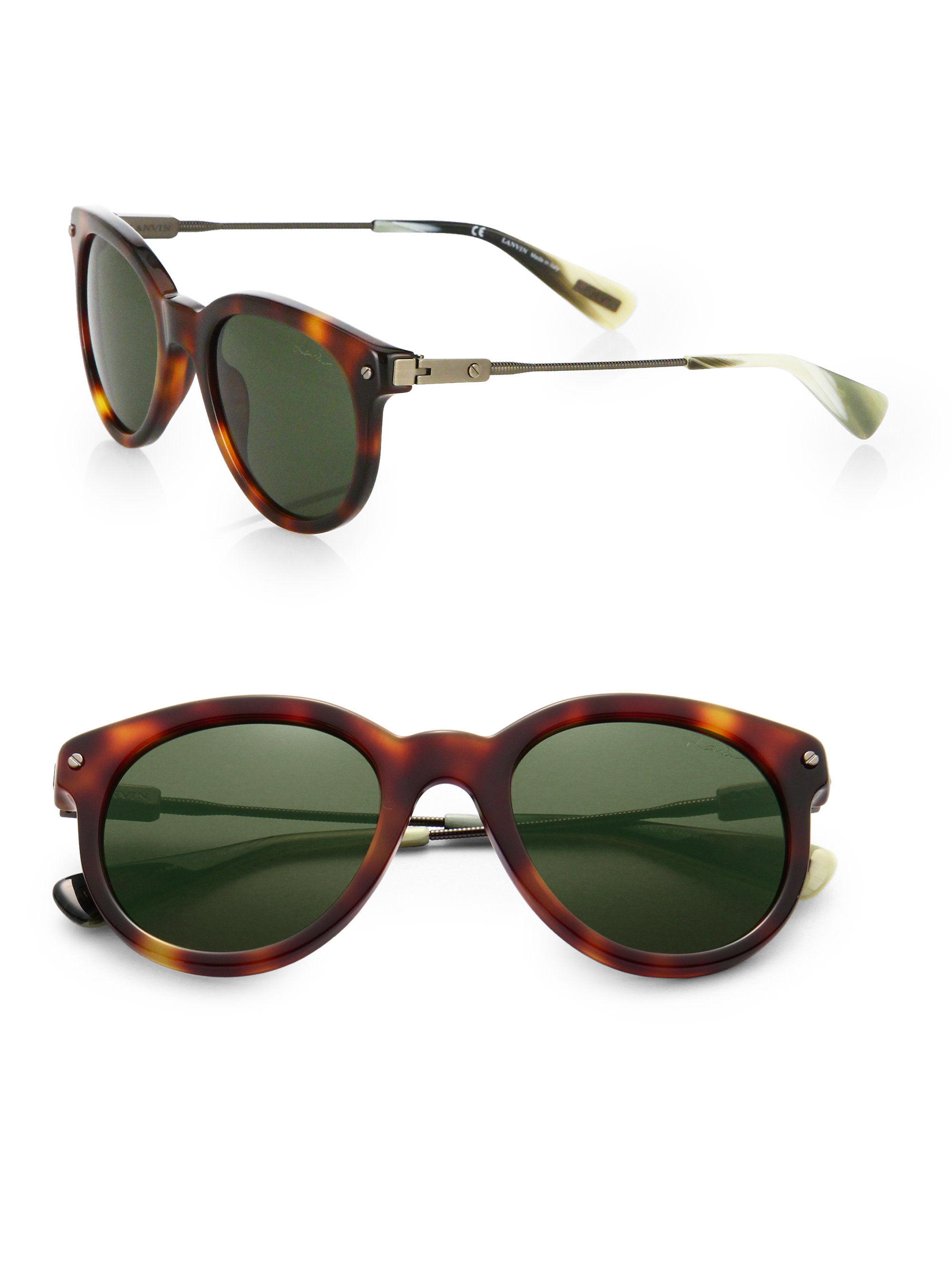 Lanvin 49mm Tortoiseshell Acetate Round Sunglasses in Brown for Men | Lyst