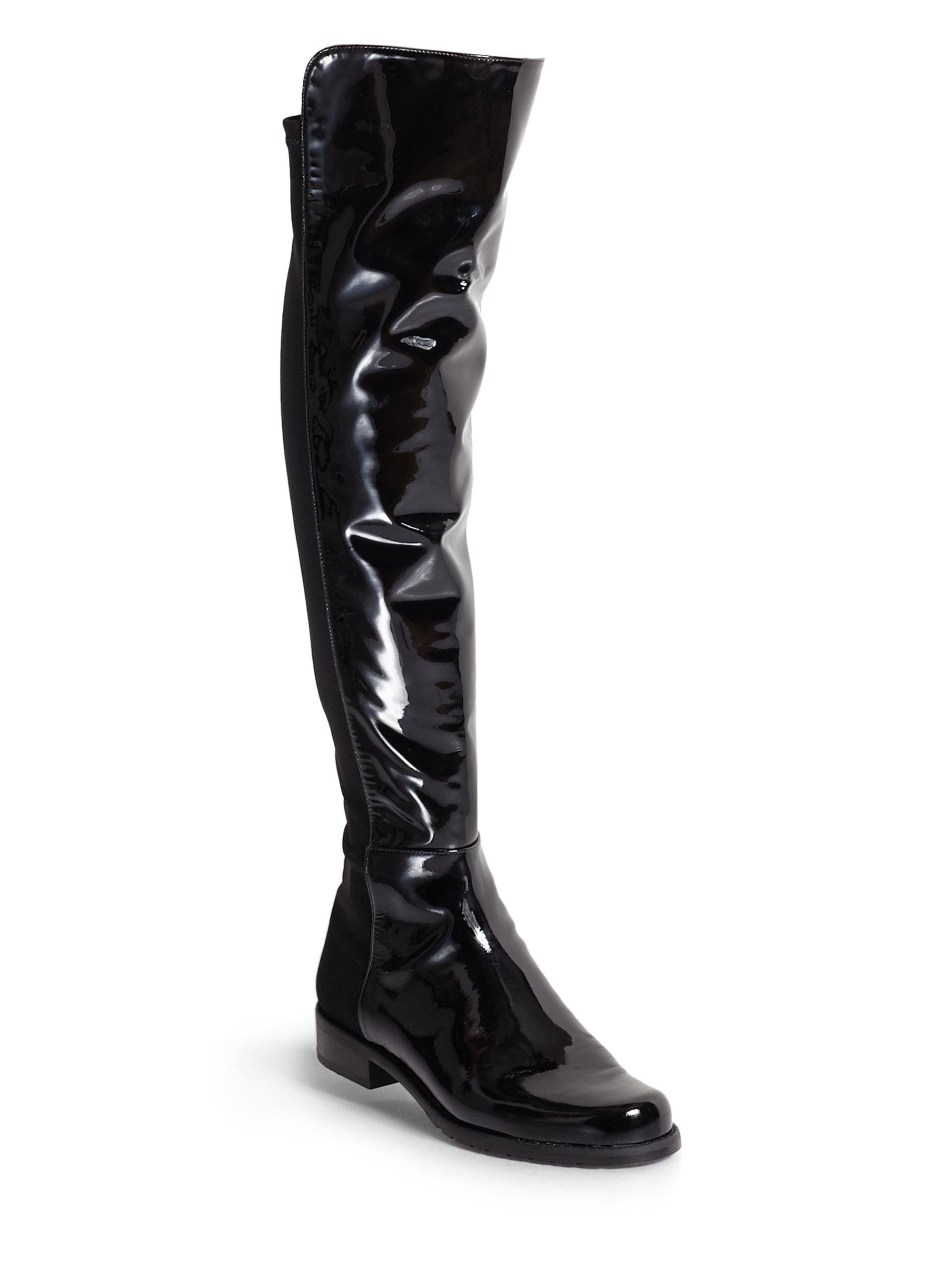 Lyst - Stuart Weitzman 5050 Stretch Patent Leather Over-the-knee Boots ...