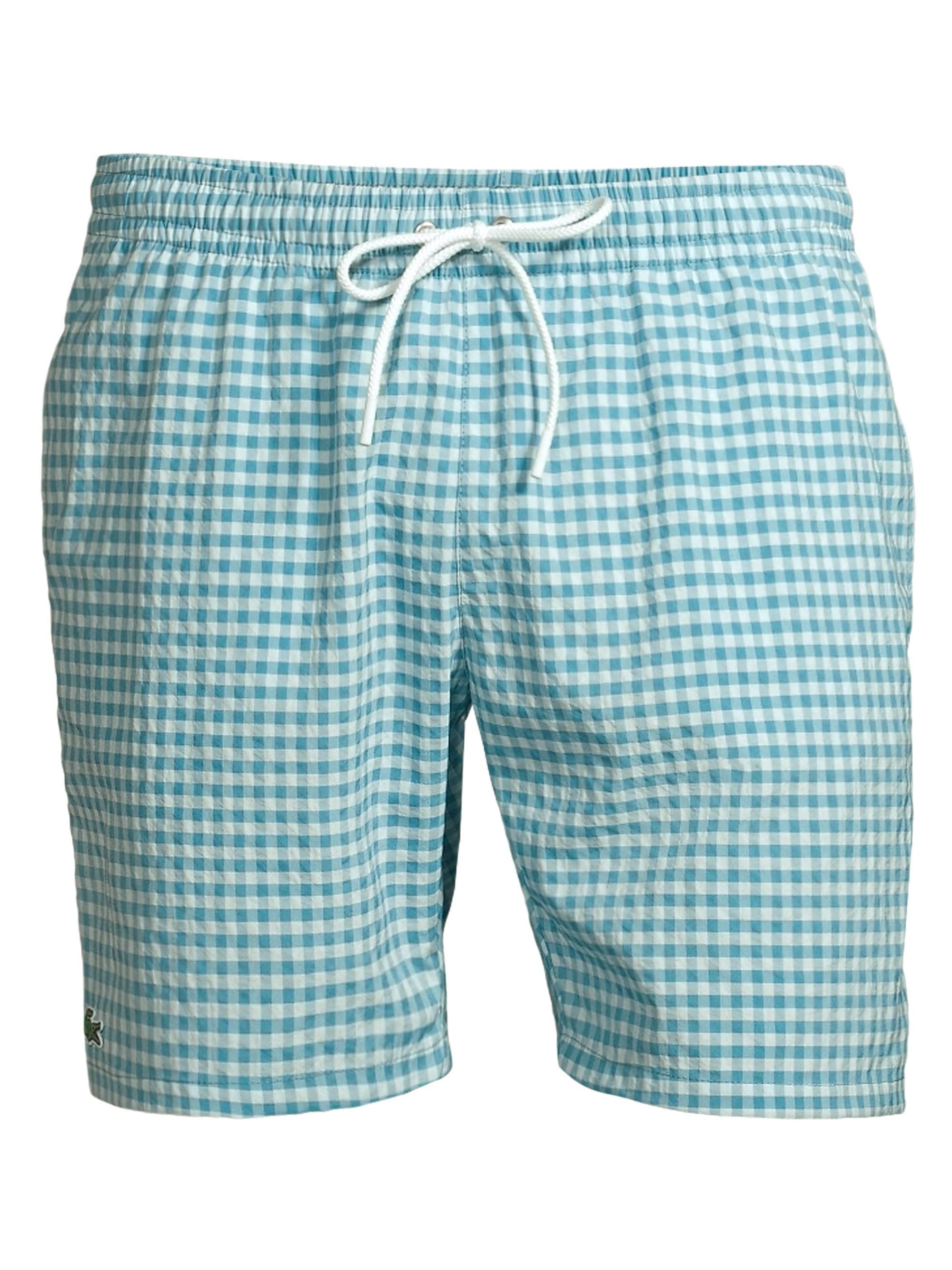 Lyst - Lacoste Men's Gingham Seersucker Mid-length Swim Shorts - Green ...