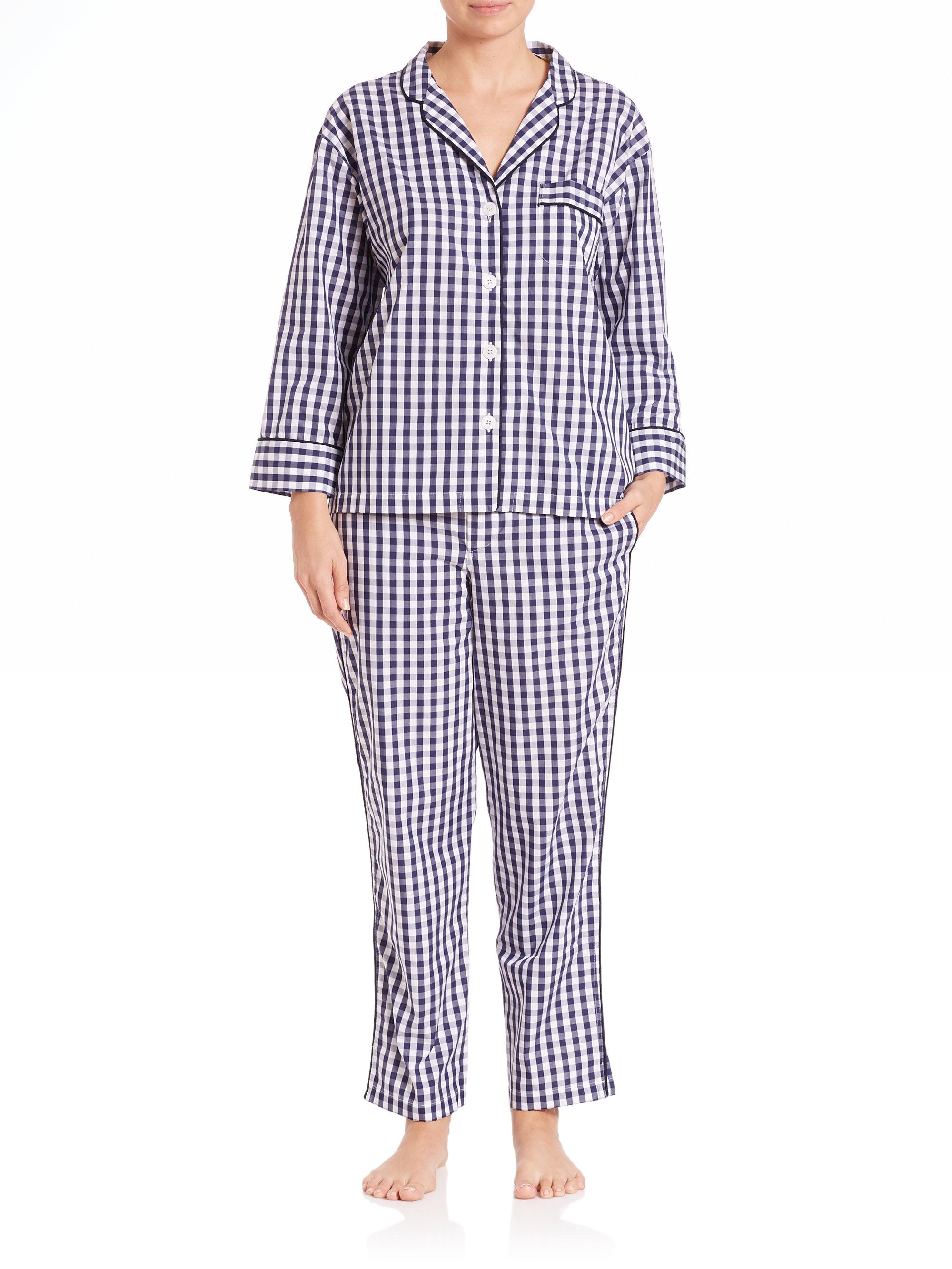 Lyst - Sleepy Jones Marina Large Gingham Pajama Pants in Blue