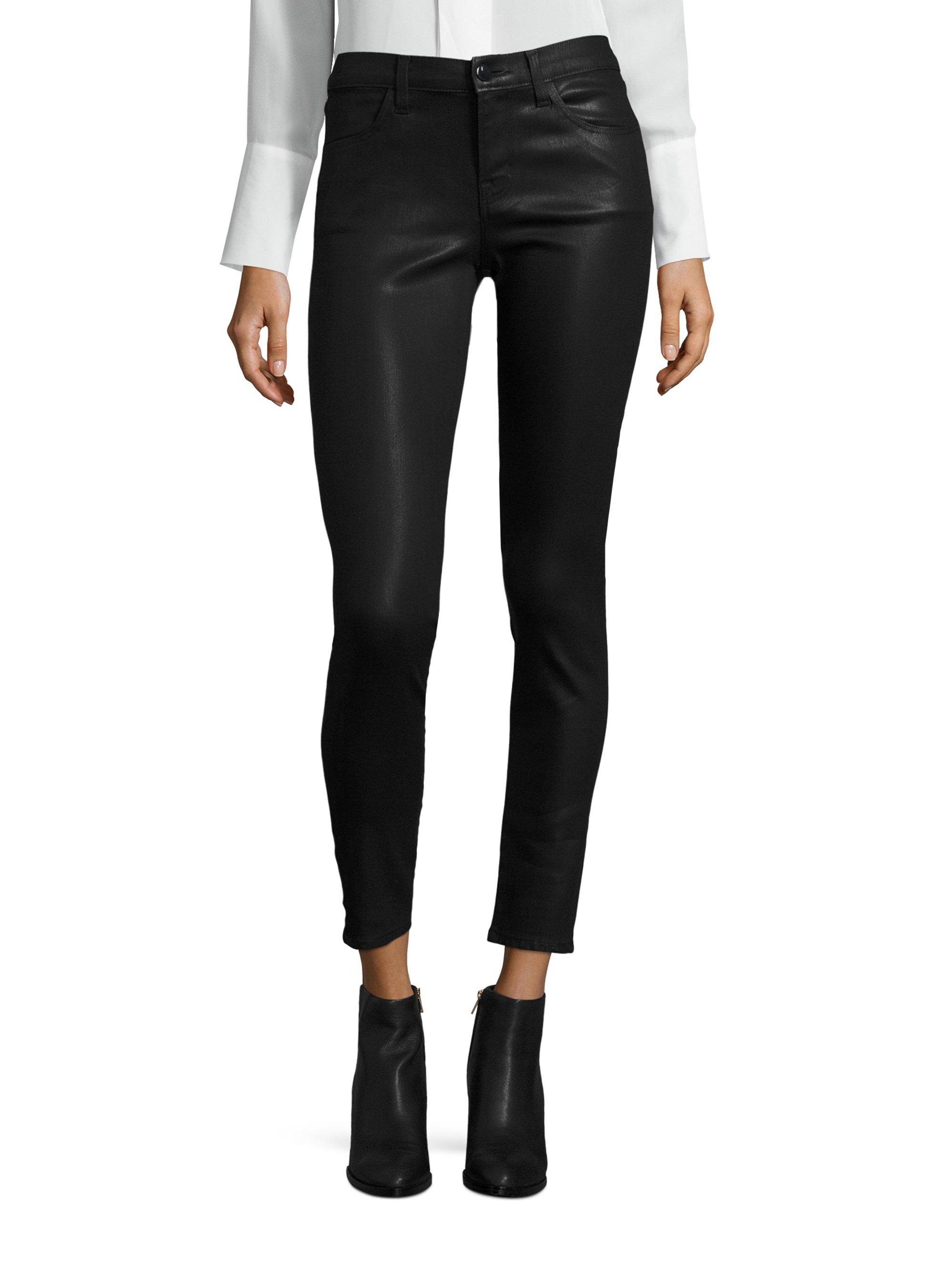 Lyst - J brand 620 Mid-rise Coated Skinny Jeans in Black